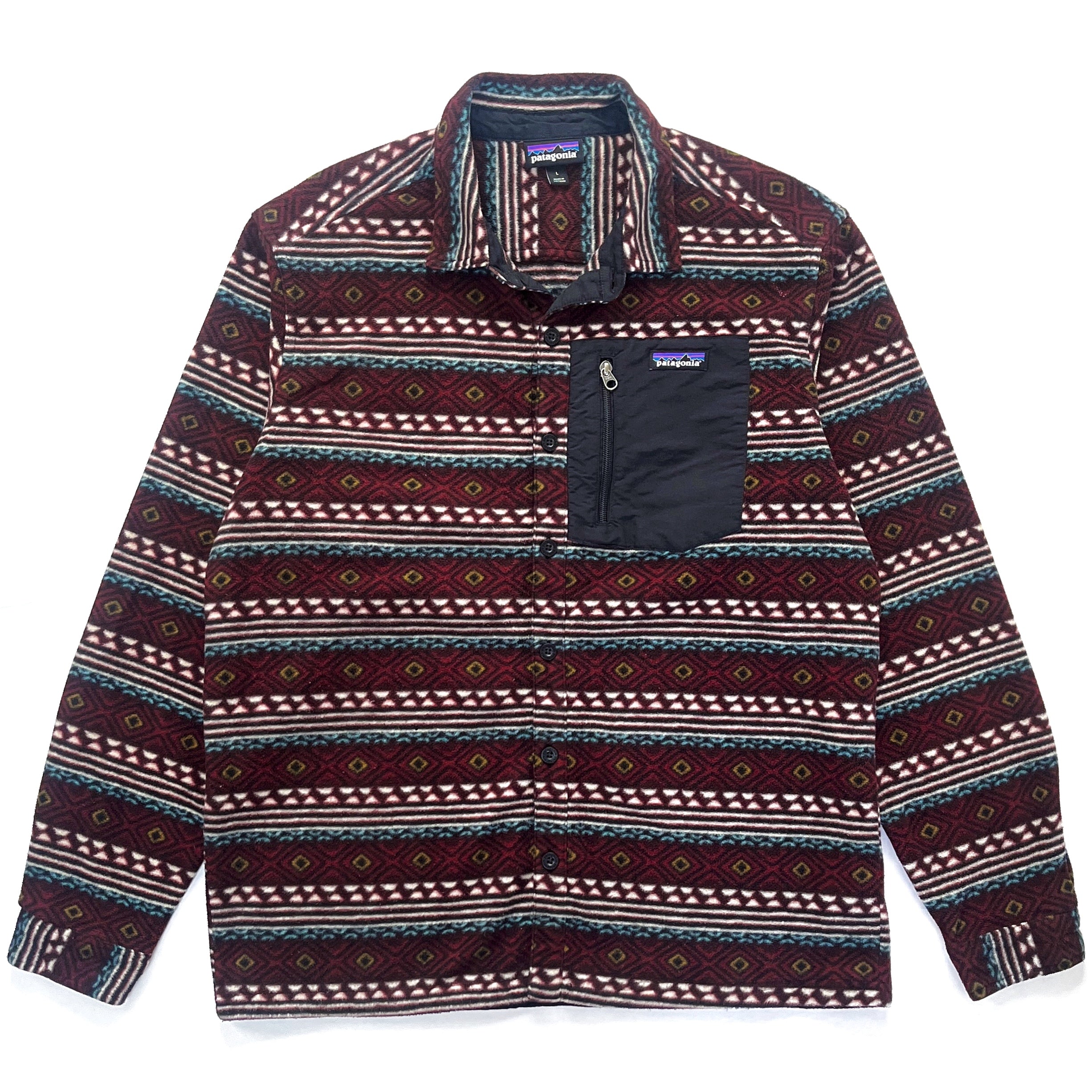 2016 Patagonia Lightweight Printed Synchilla Shirt, Saltillo: Cinder Red (L)