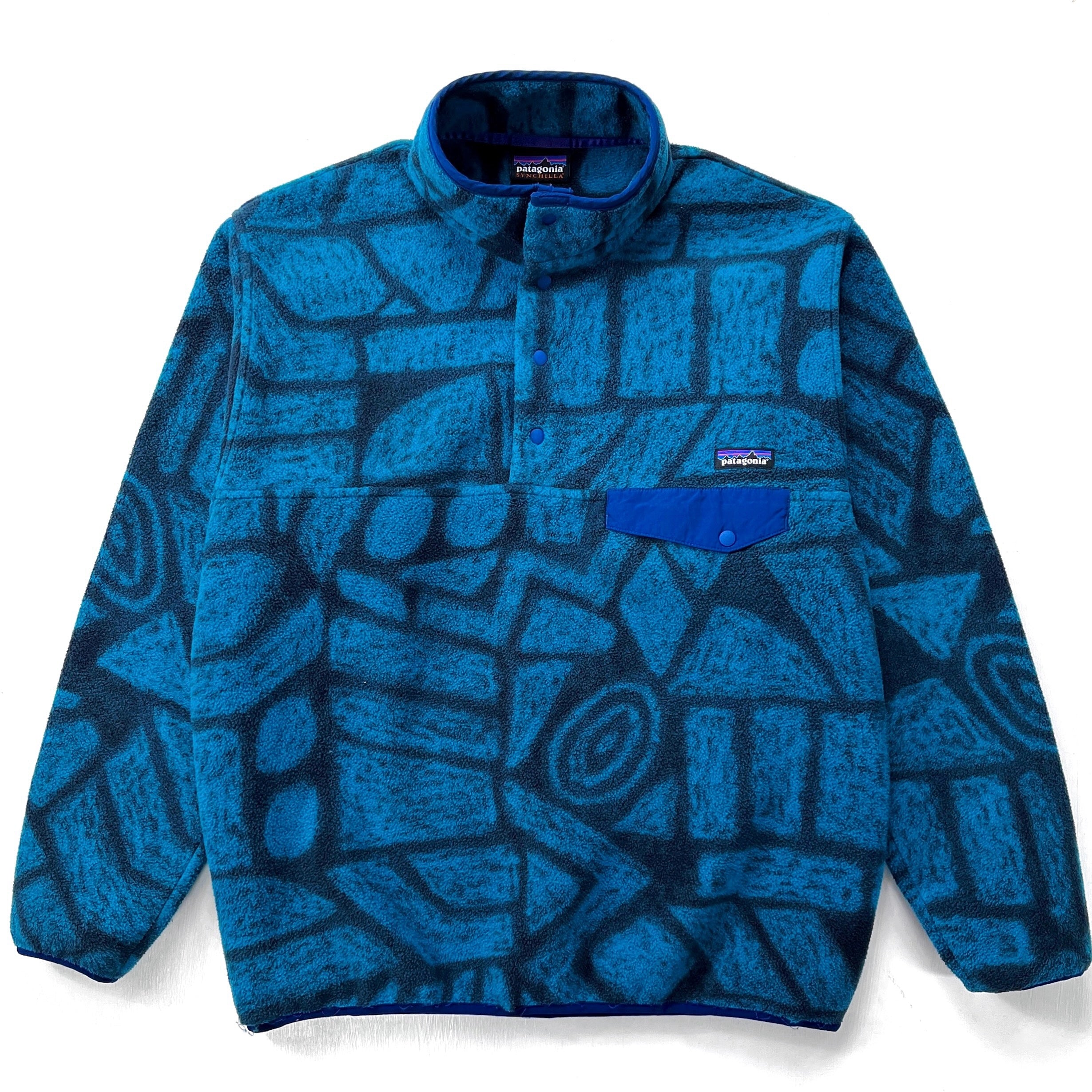 2015 Patagonia Printed Synchilla Snap-T, Shale: Navy Blue (L)