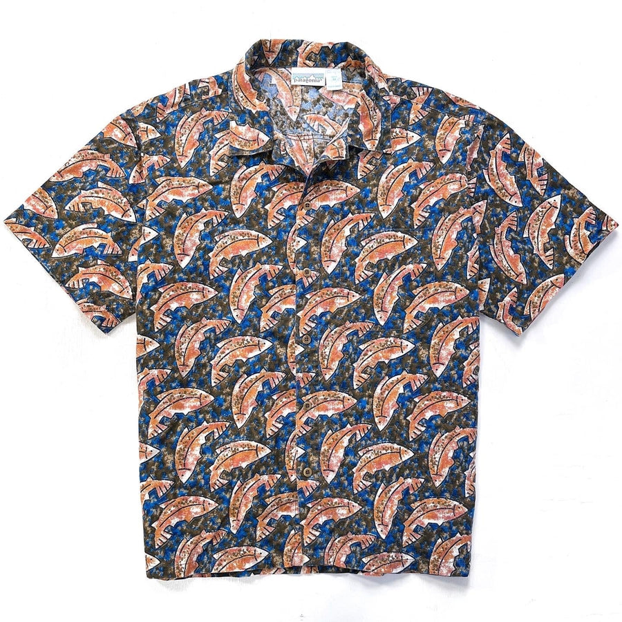 1992 Patagonia Mens A/C Cotton Print Shirt, Fish: Seaweed (M/L)