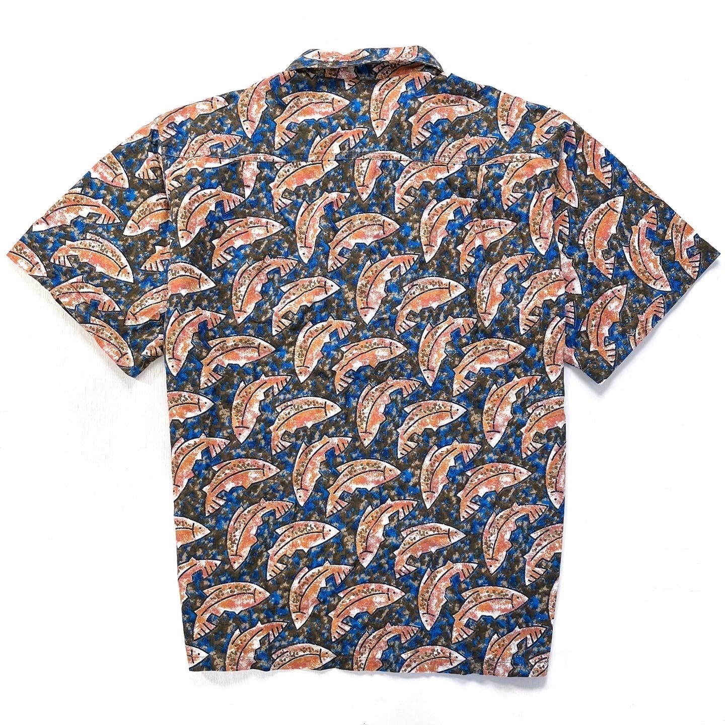 1992 Patagonia Mens A/C Cotton Print Shirt, Fish: Seaweed (M/L)
