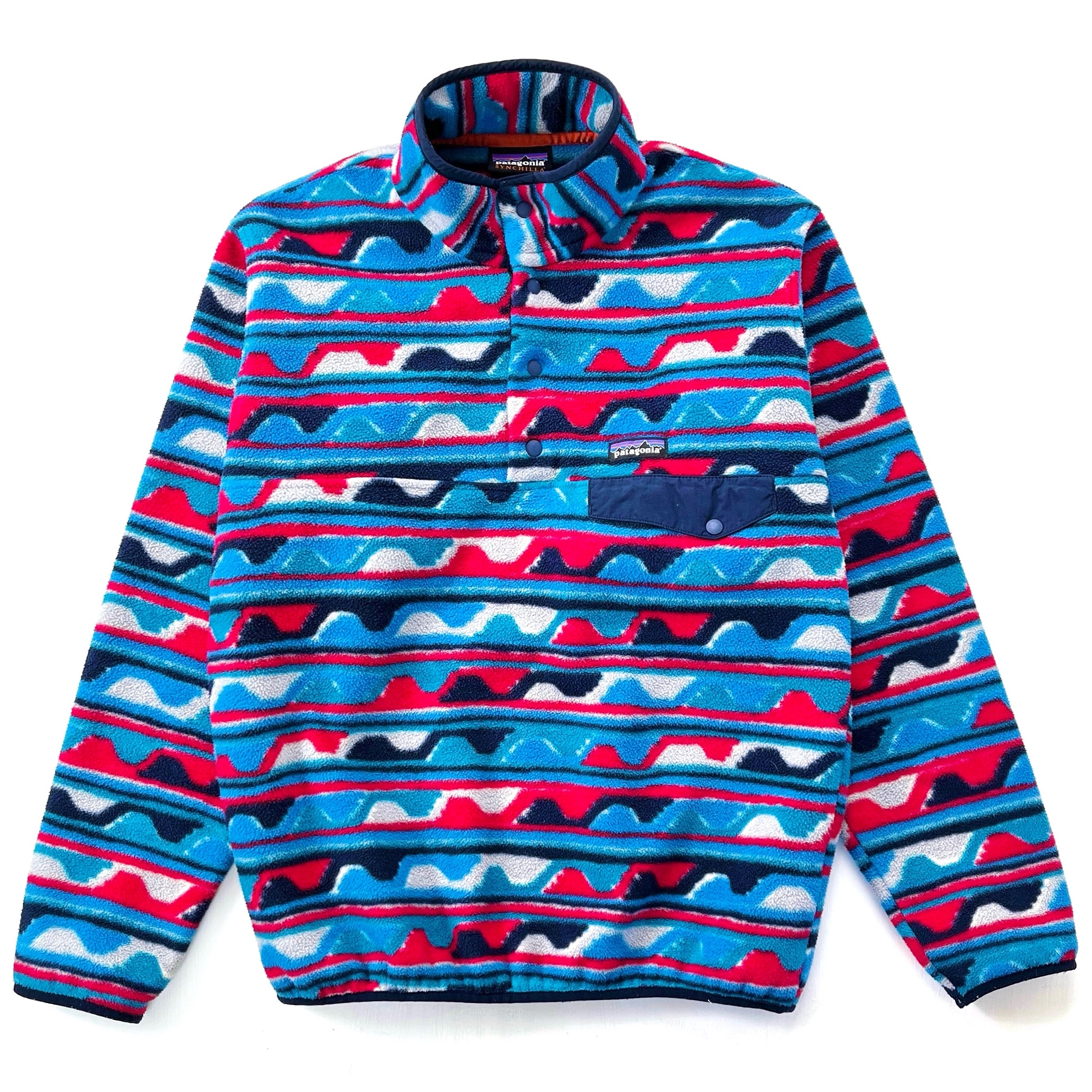 2016 Patagonia Printed Synchilla Snap-T, Delta: Navy Blue (M)