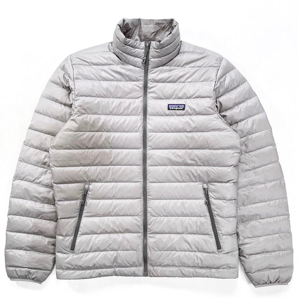 2015 Patagonia Mens Full-Zip Down Sweater, Light Grey (M)