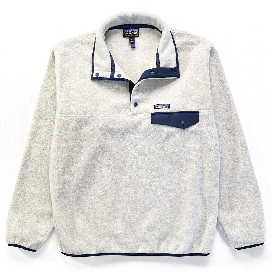 2021 Patagonia Synchilla Snap-T, Oatmeal Heather & Navy (M)