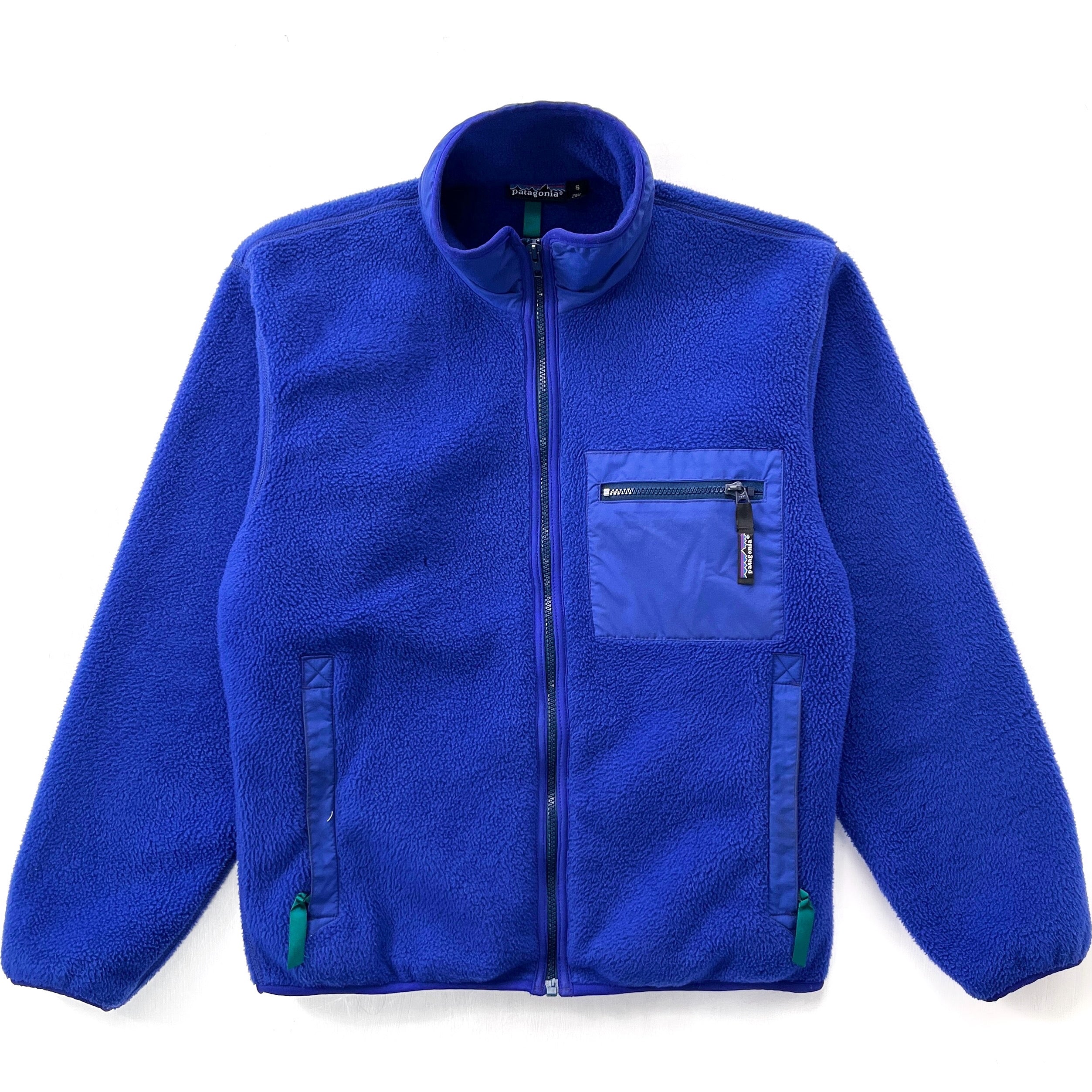 1990 Patagonia Full-Zip Synchilla Fleece Jacket, Electric Blue (S)