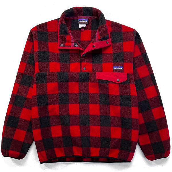 2014 Patagonia Printed Synchilla Snap-T, Fuzzy Plaid: Wax Red (M/L)