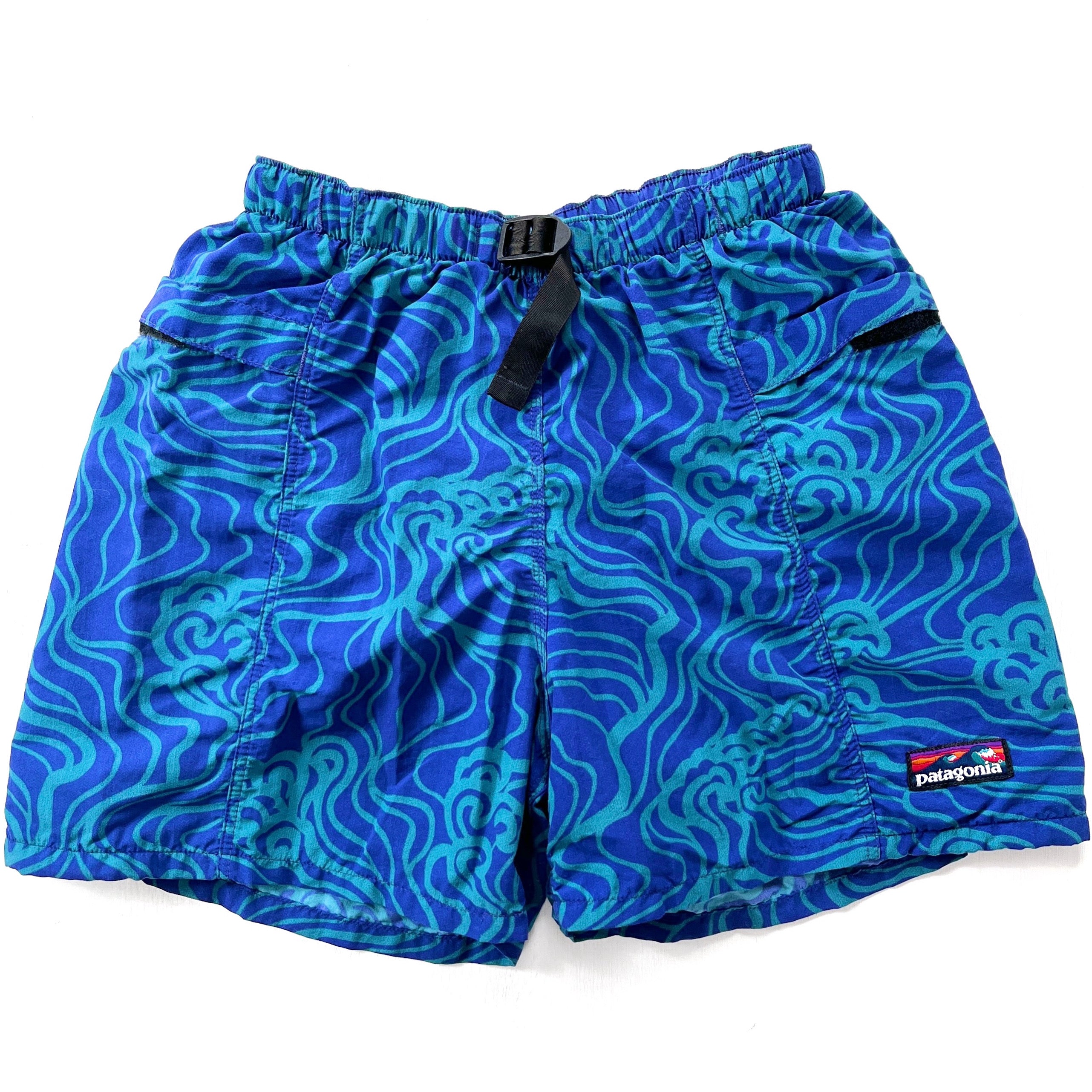 1993 Patagonia Mens 3.5” Printed River Shorts, Flow: Cobalt (S)