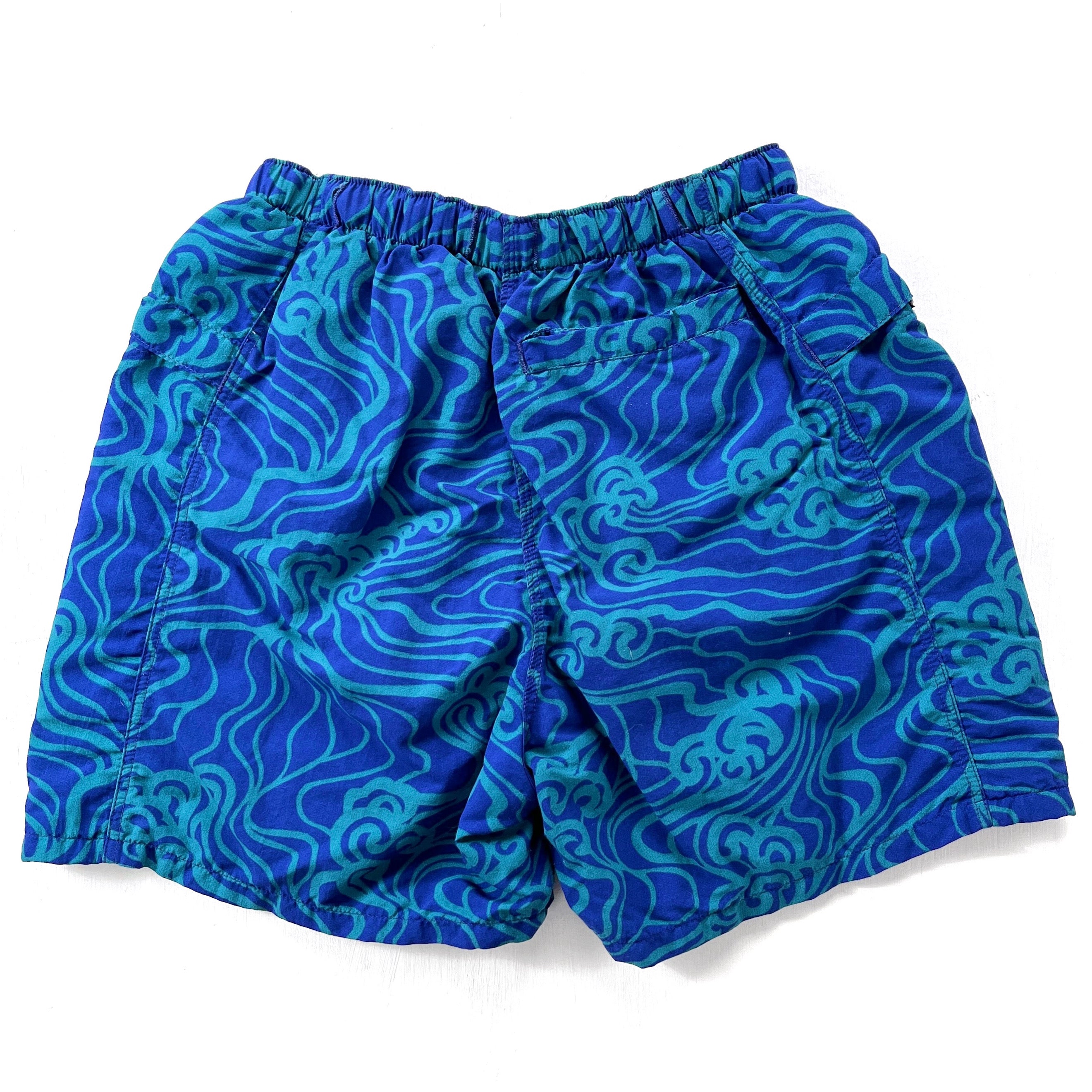 1993 Patagonia Mens 3.5” Printed River Shorts, Flow: Cobalt (S)