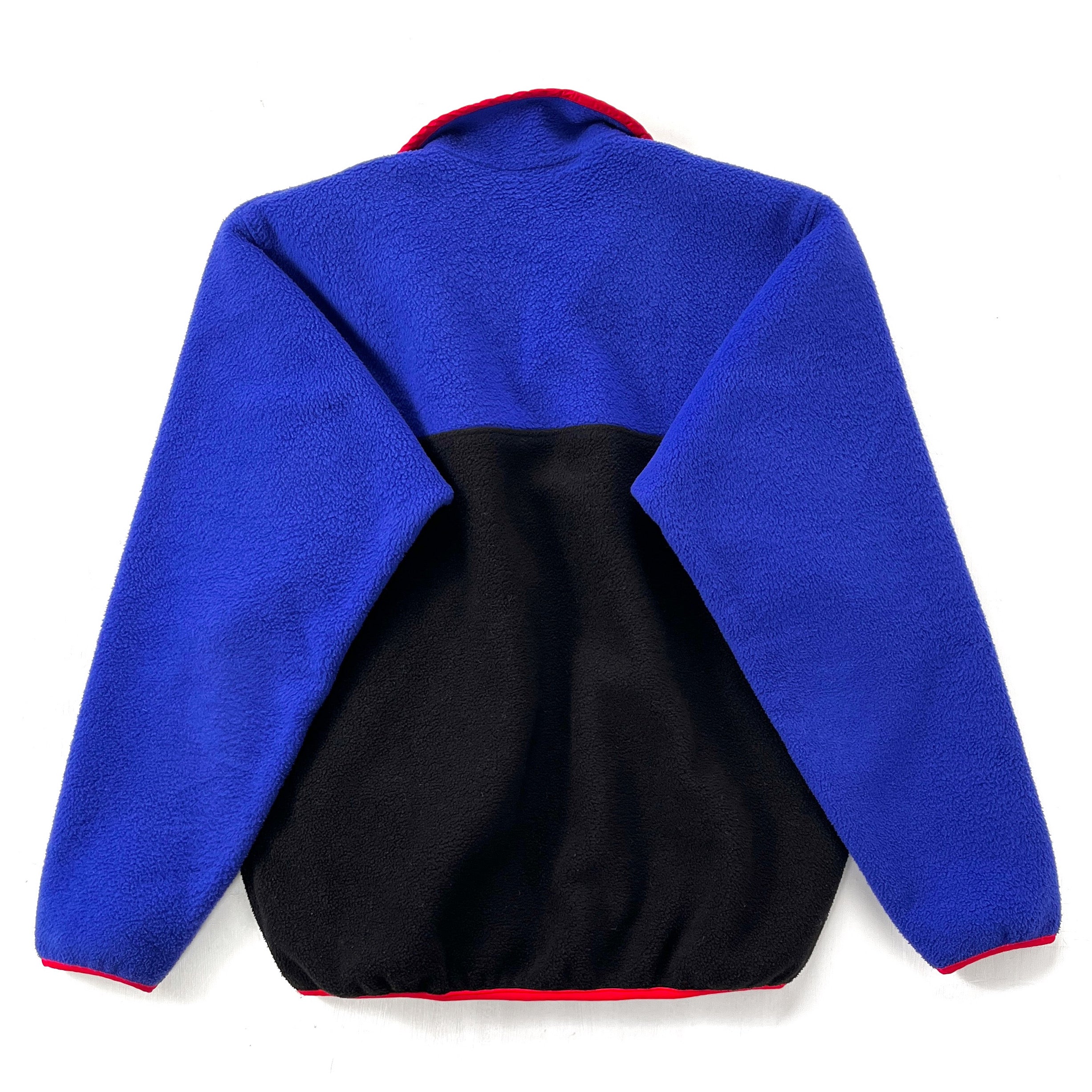 1987 Patagonia Synchilla Tri-Color Snap T-Neck, Cobalt & Black (L)