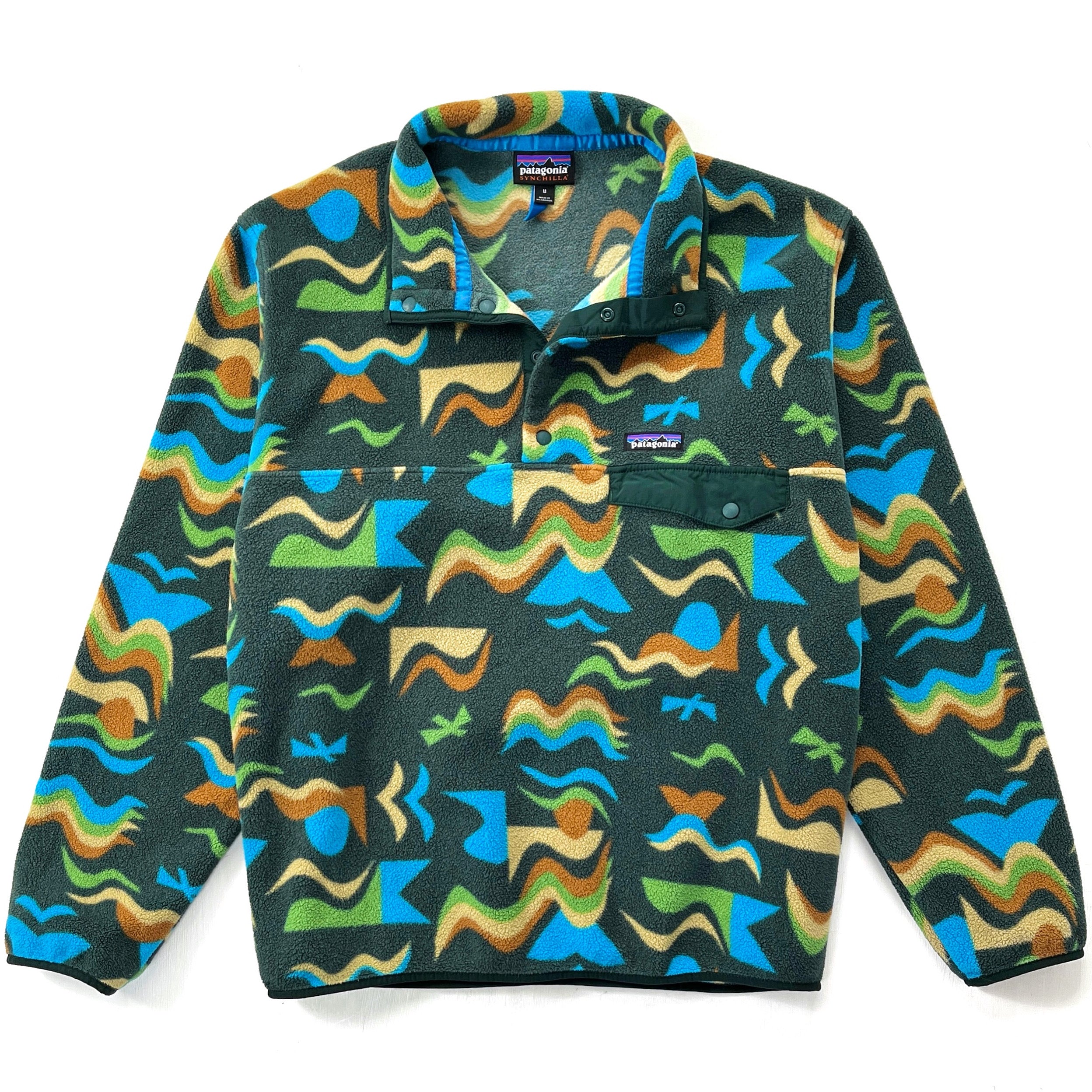 2021 Patagonia Printed Synchilla Snap-T, Arctic Collage: Green (M)