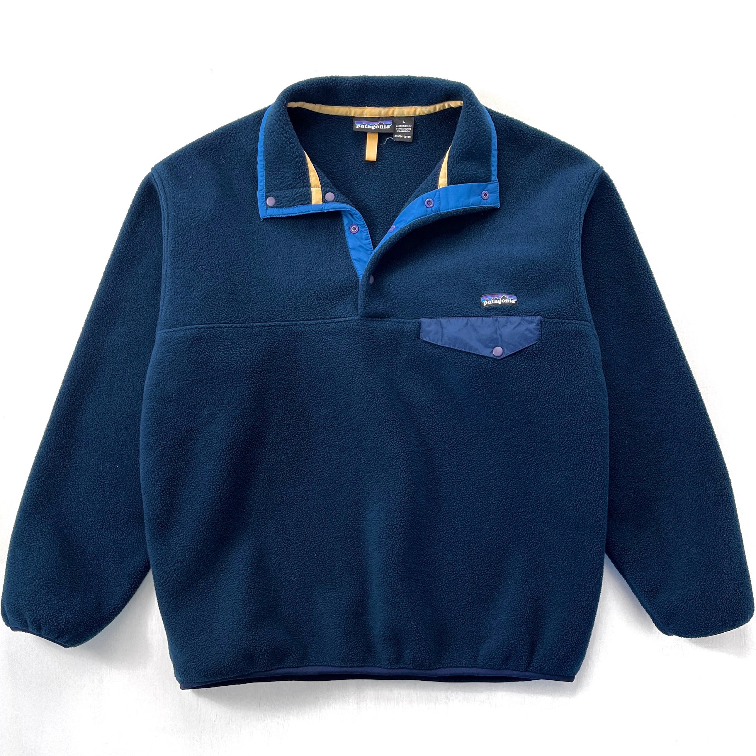 1995 Patagonia Synchilla Snap-T, Bright Navy & Storm Blue (L)