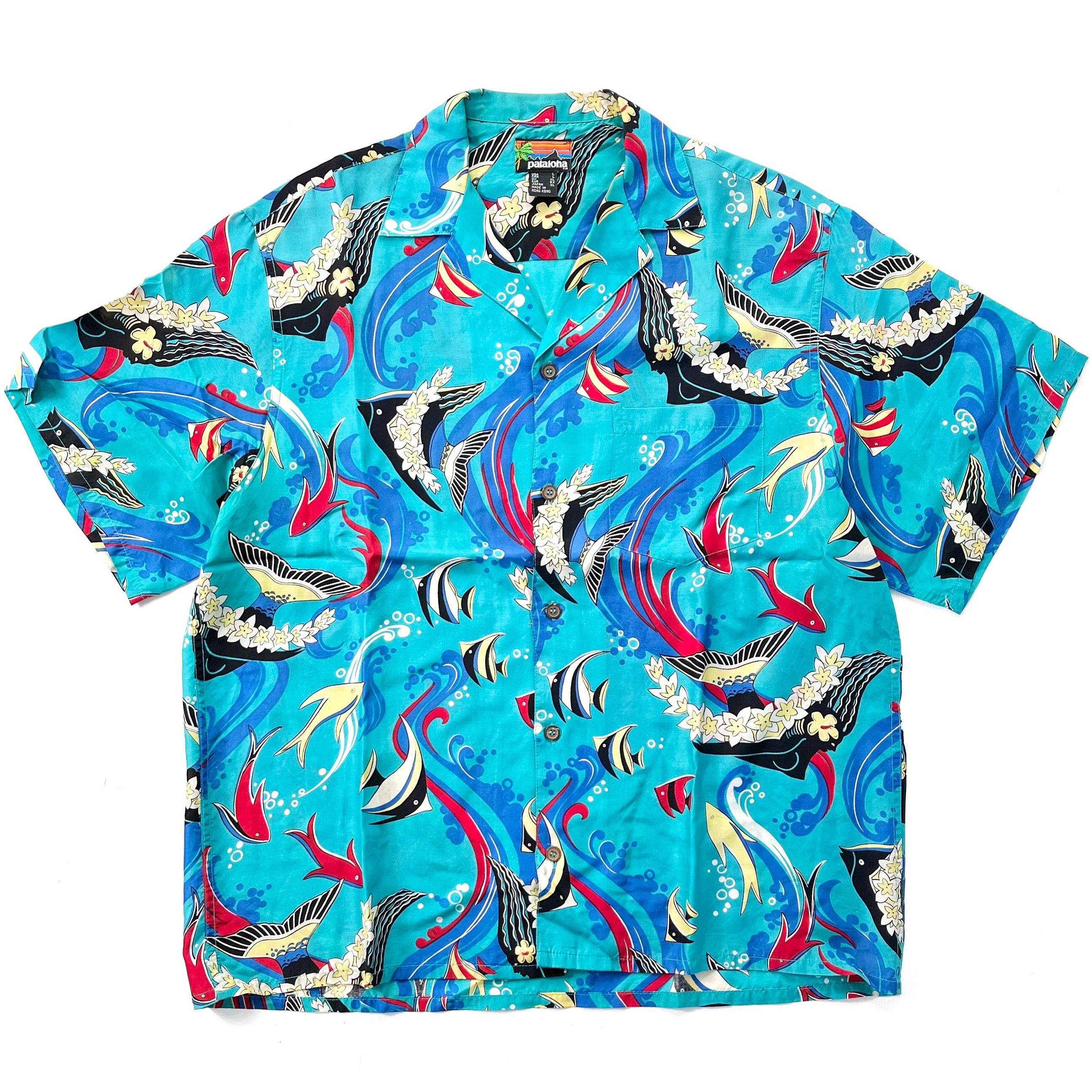 1985 Patagonia First Edition Original Pataloha Shirt, Tropical Fish: Jade (L)