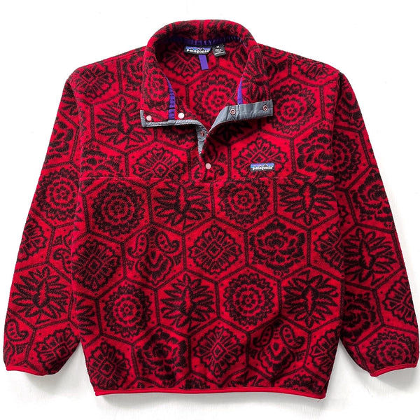 1995 Patagonia Printed Synchilla Snap-T, Nepali Hexagon: Chili (M)