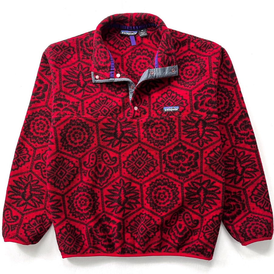 1995 Patagonia Printed Synchilla Snap-T, Nepali Hexagon: Chili (M)