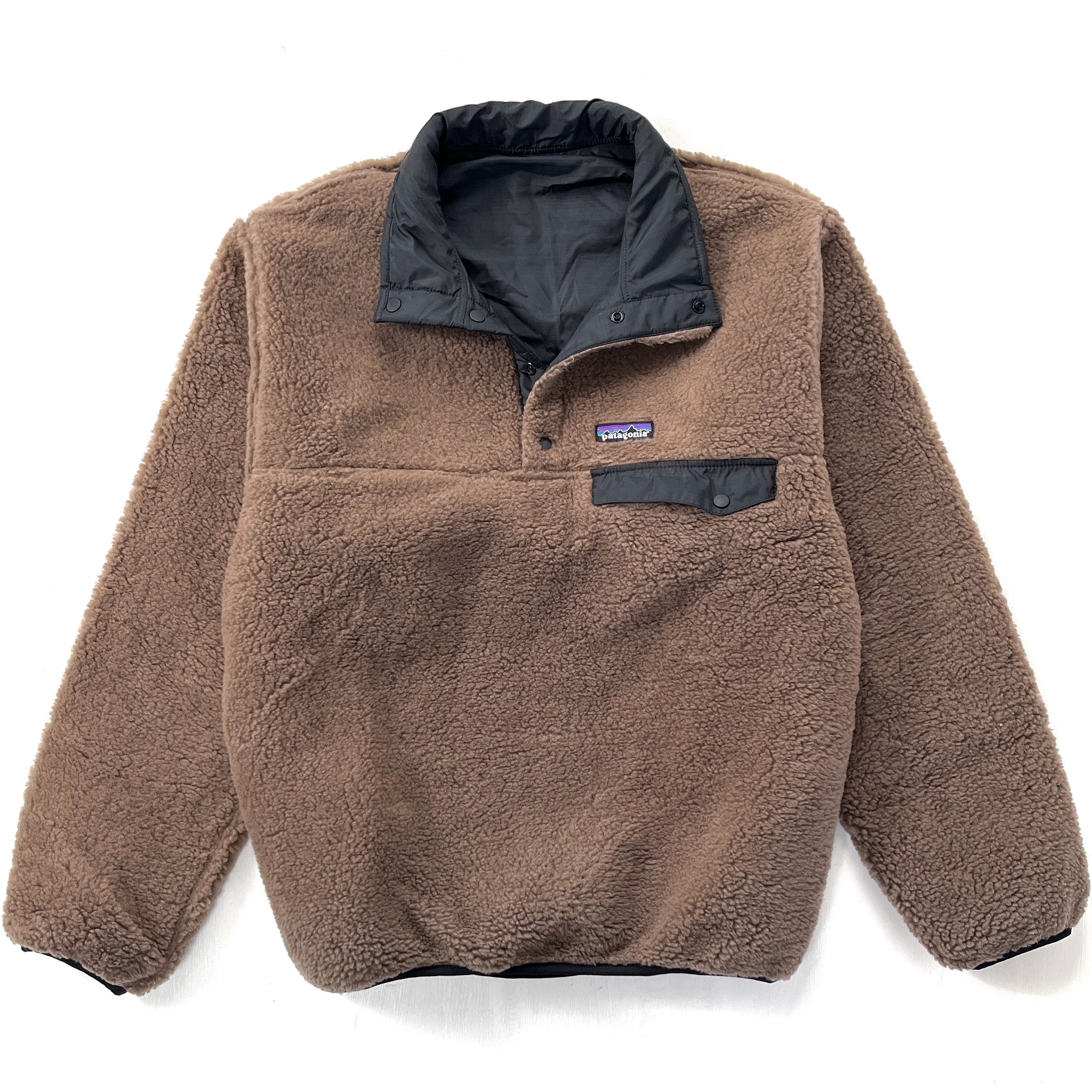 2007 Patagonia Reversible Deep Pile Snap-T Pullover, Brown & Black (S/M)