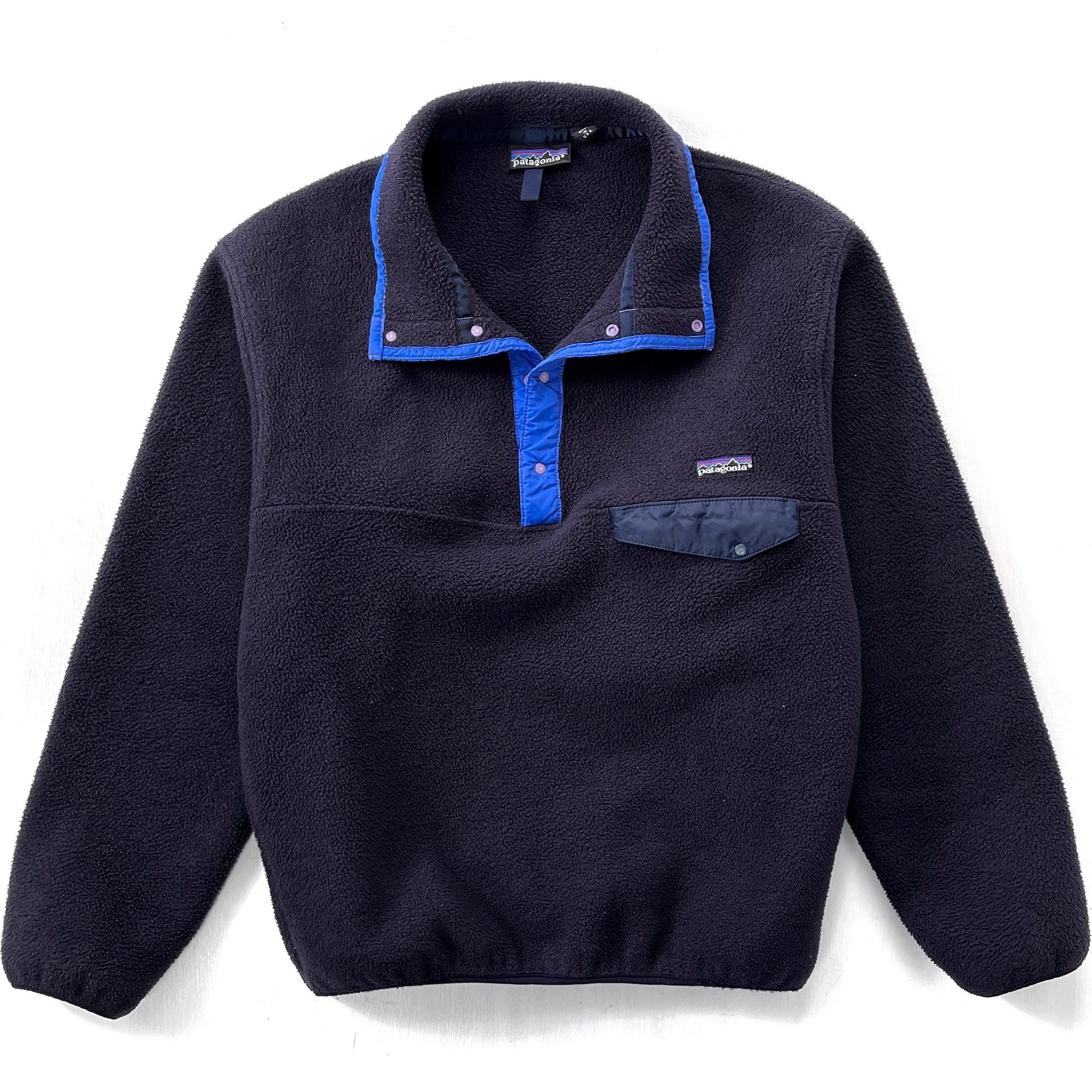 1991 Patagonia Made In The U.S.A. Synchilla Snap-T Pullover, Blueblack (M)