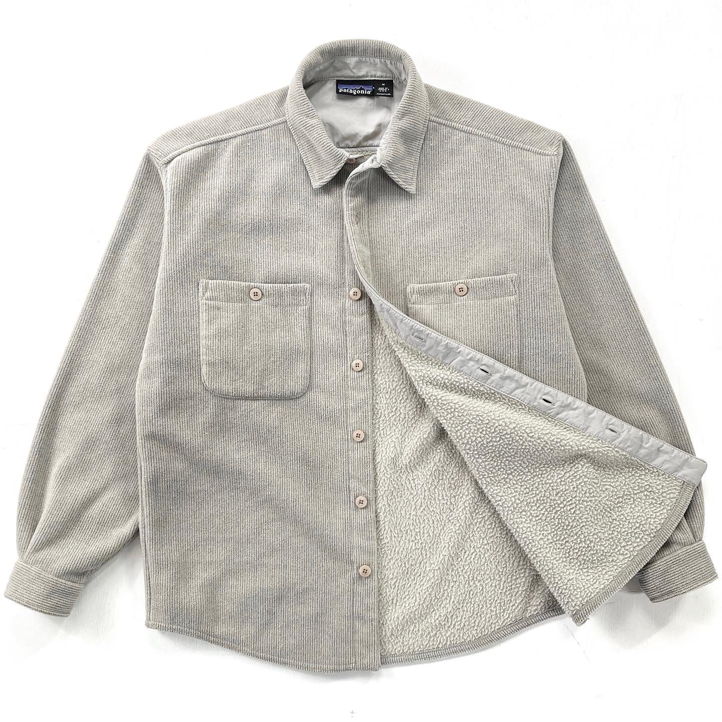 1996 Patagonia Cord Shearling Fleece Overshirt, Driftwood (L/XL)