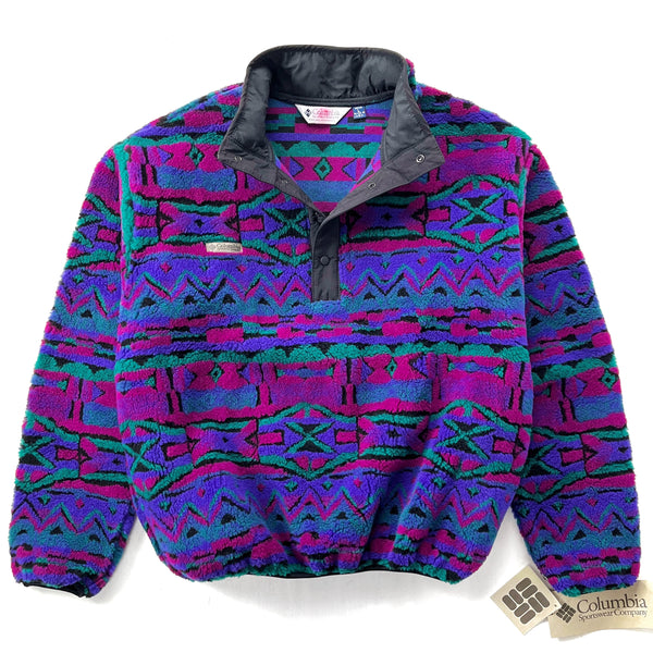1980s Columbia Sportswear Made In The U.S.A. Printed Deep Pile Fleece Pullover (L)