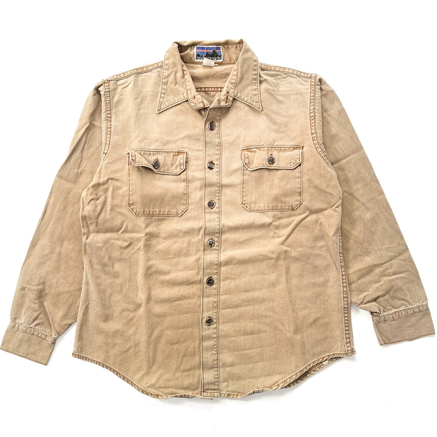 1970s Patagonia First Generation Cotton Canvas Shirt, Faded Brown (L)