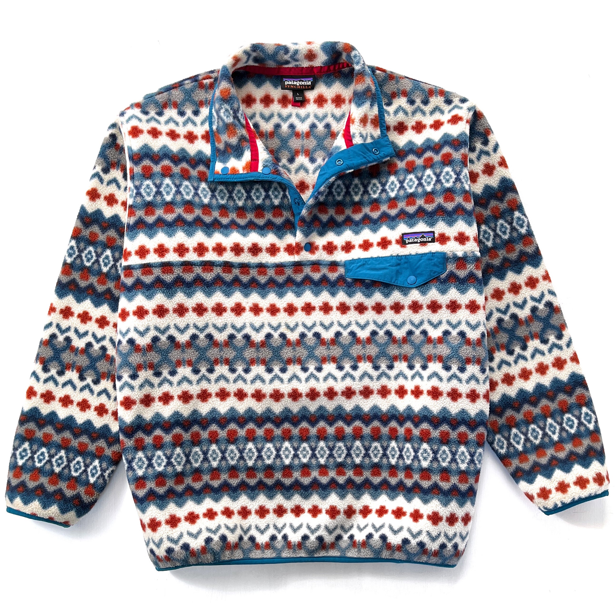 2015 Patagonia Printed Synchilla Snap-T, Cliff: Underwater Blue (L)