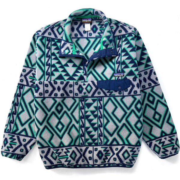 2014 Patagonia Printed Synchilla Snap-T, Montana Siete: Grey (S/M)