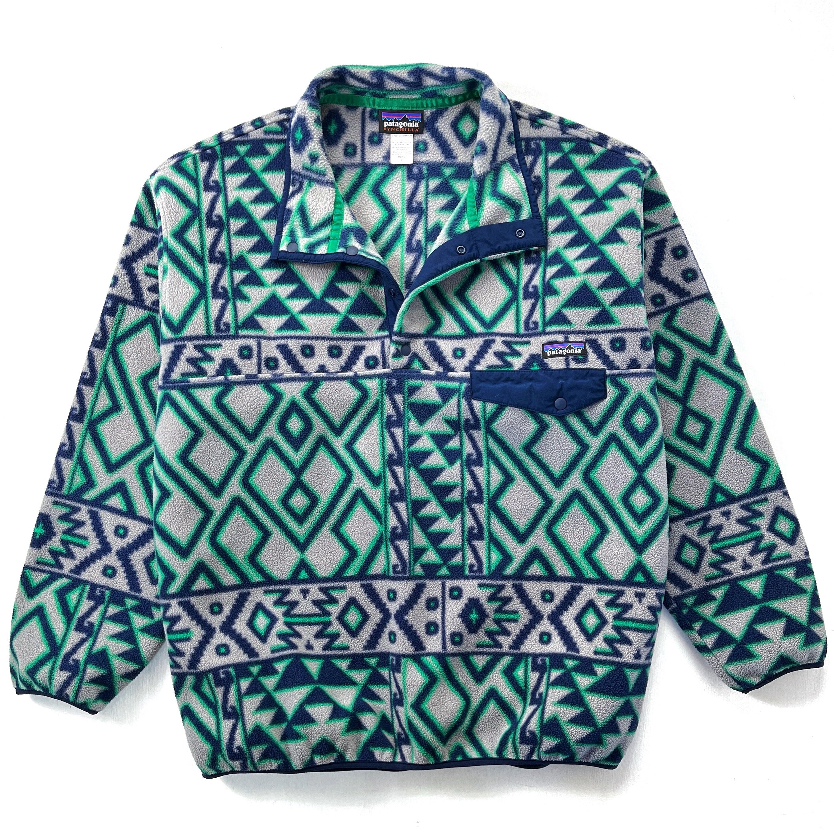 2014 Patagonia Printed Synchilla Snap-T, Montana Siete: Feather Grey (L)