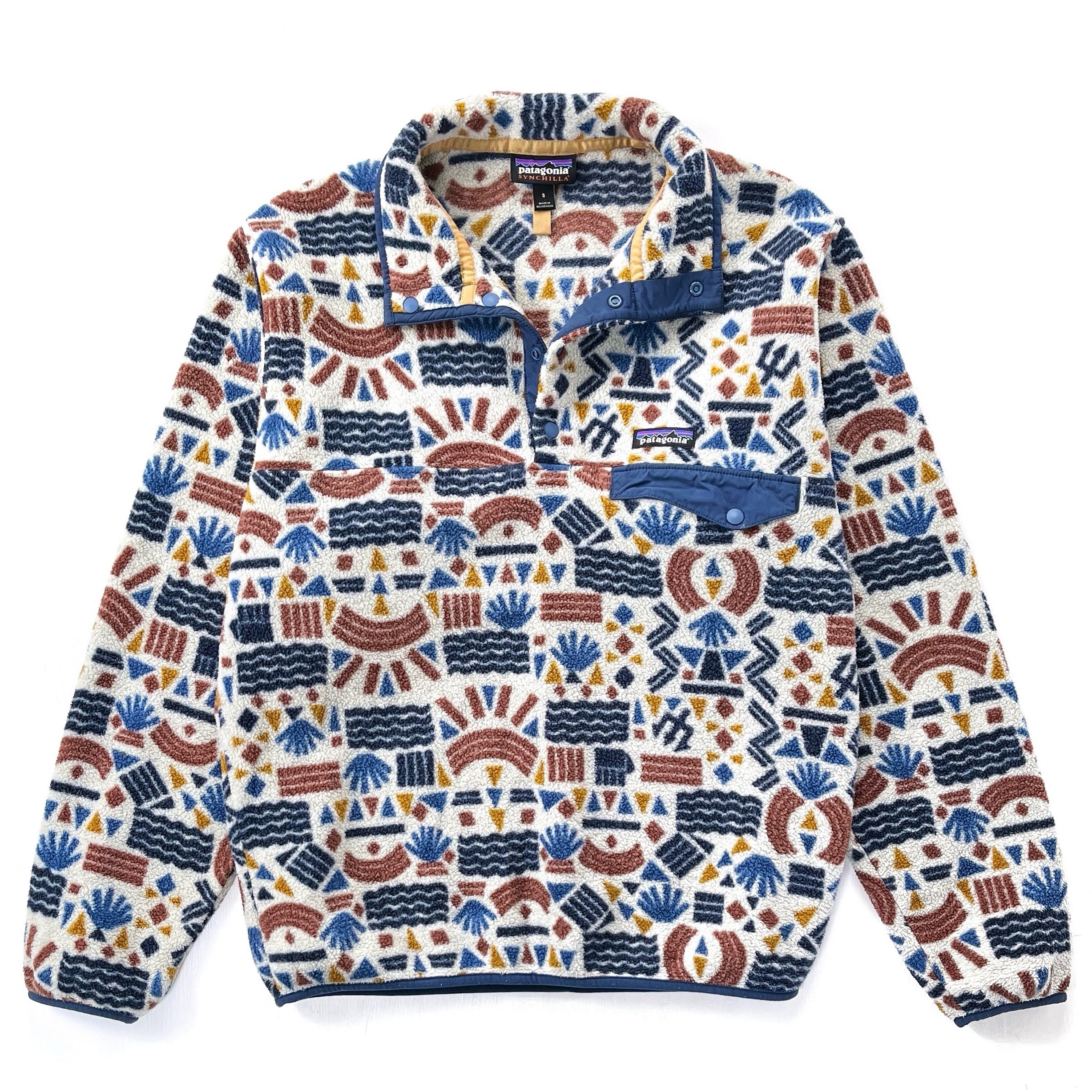 2019 Patagonia Printed Synchilla Snap T Protected Peaks Multi Big S