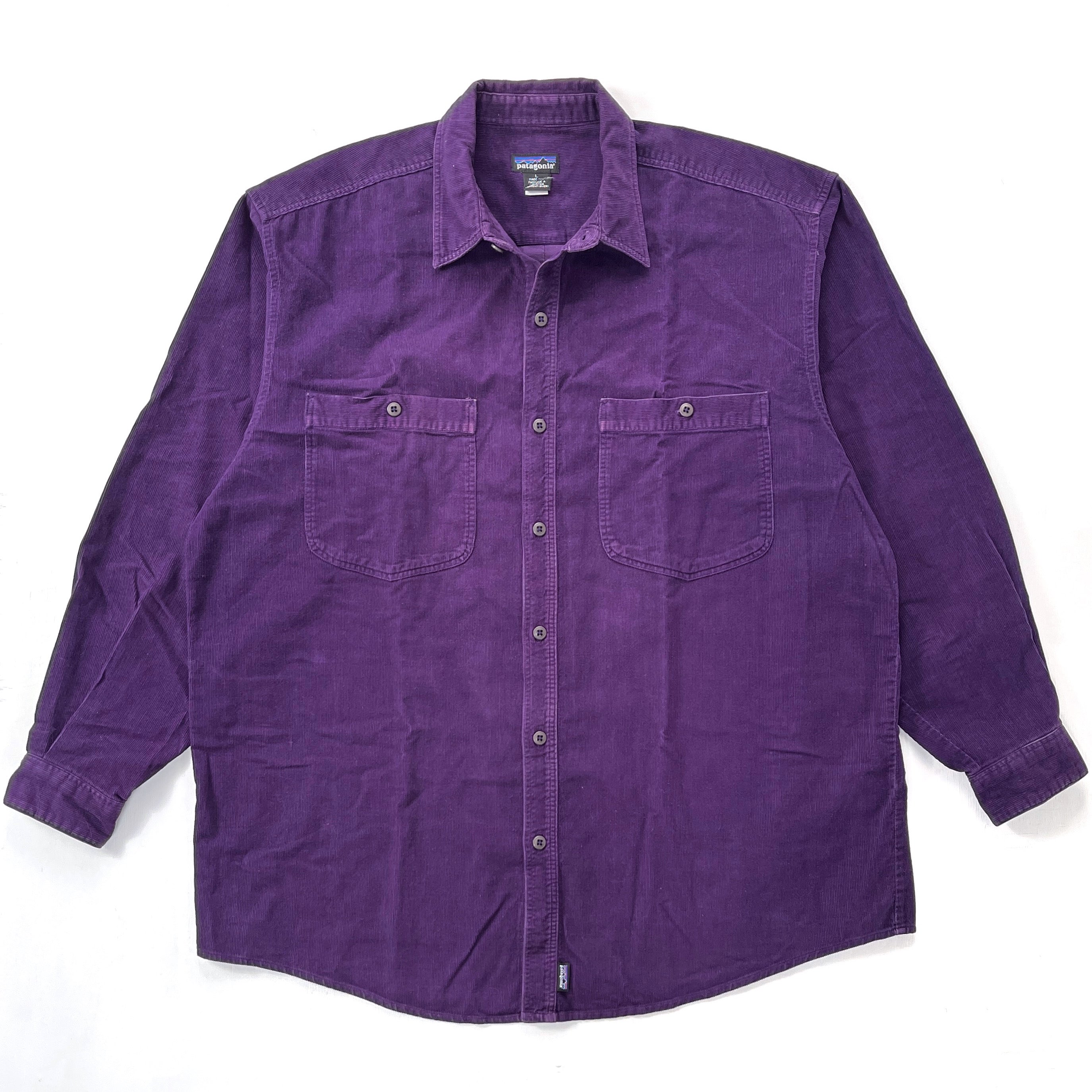 1995 Patagonia Cotton Corduroy Button-Down Shirt, Eggplant (L)