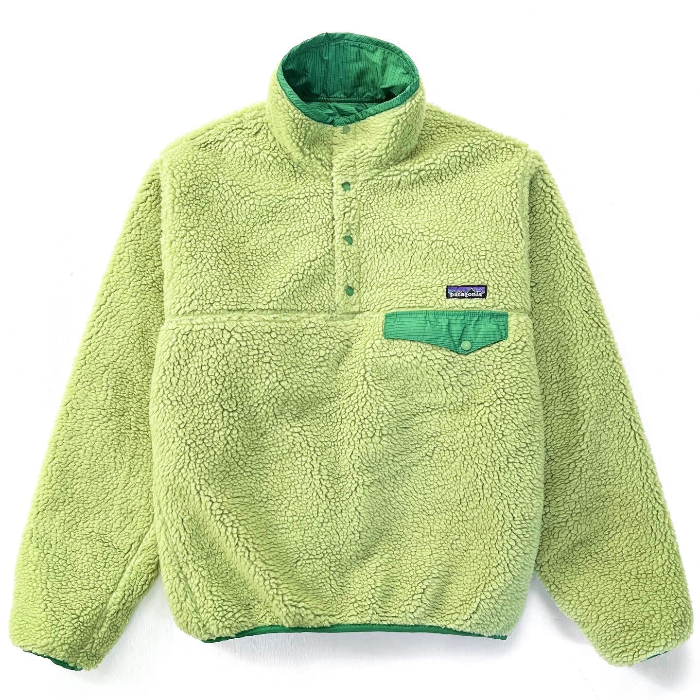 2008 Patagonia Reversible Deep Pile Snap-T Pullover, Light Green (S)