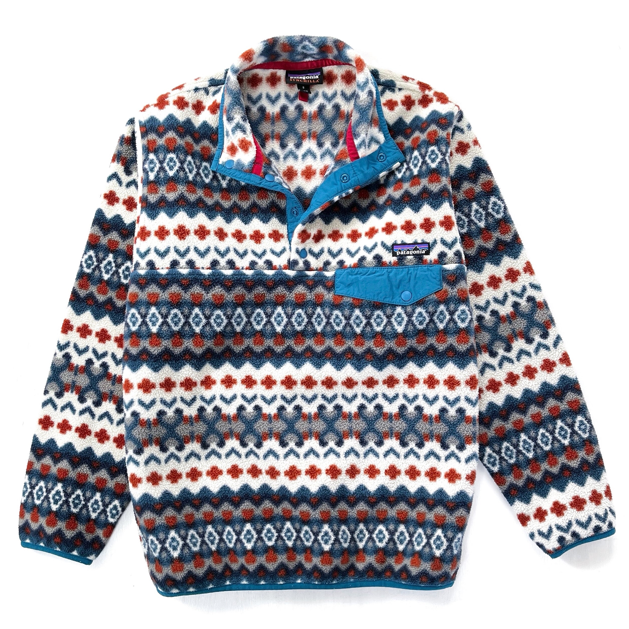 2015 Patagonia Printed Synchilla Snap-T, Cliff: Underwater Blue (S)