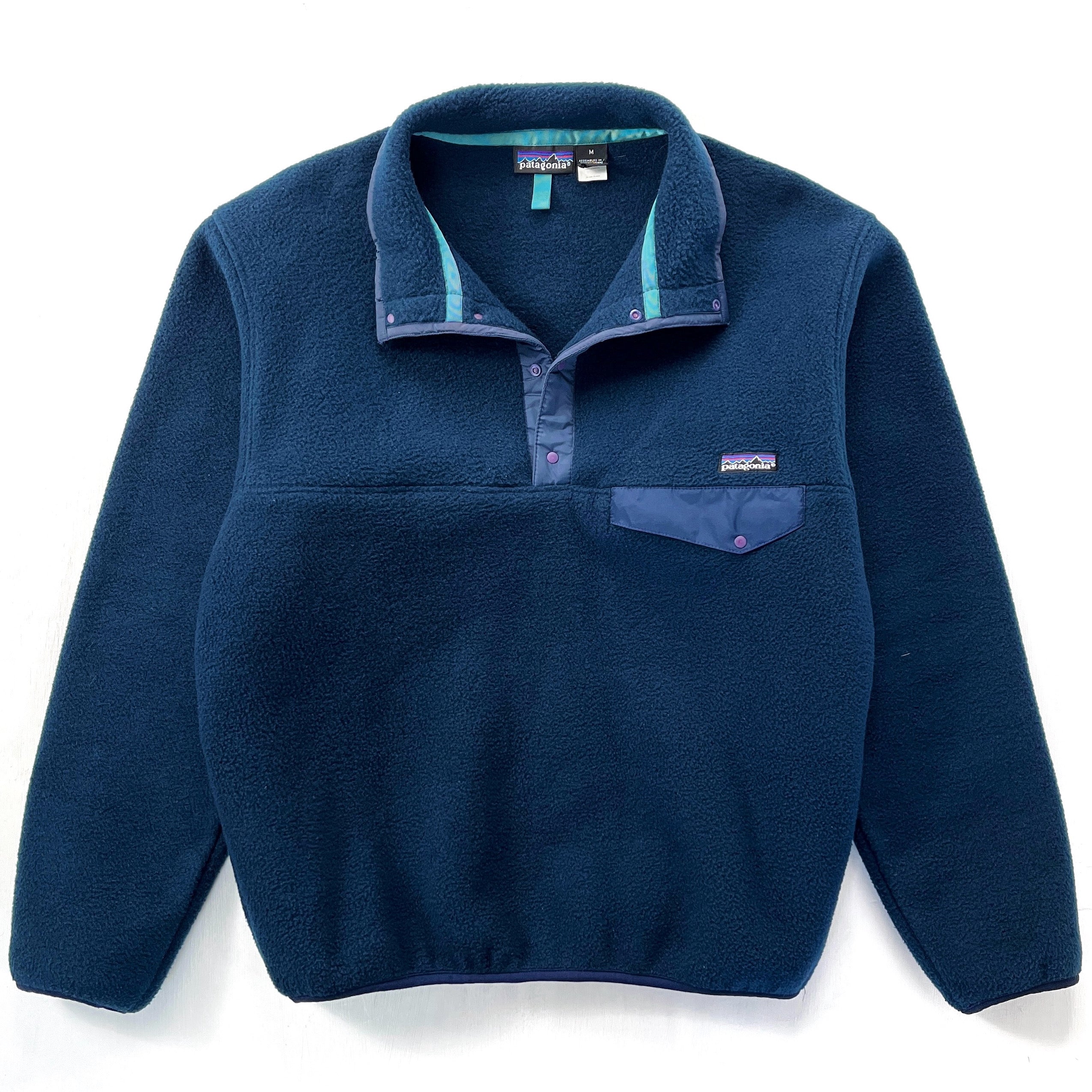 1993 Patagonia Synchilla Snap-T Pullover, Bright Navy & Storm Blue (M)