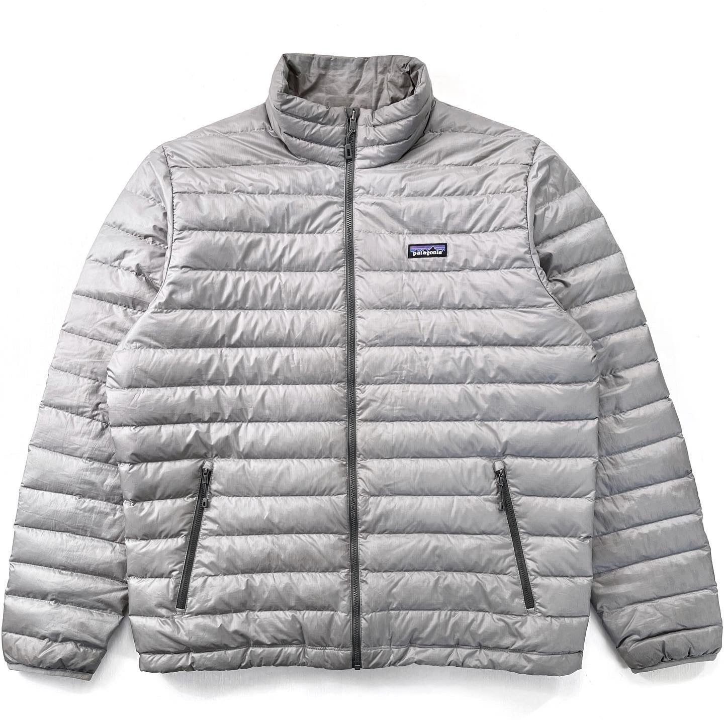 2015 Patagonia Mens Full-Zip Down Sweater, Light Grey (XL)