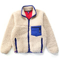 1989 Patagonia Retro Pile Cardigan, Natural & French Red (S/M)