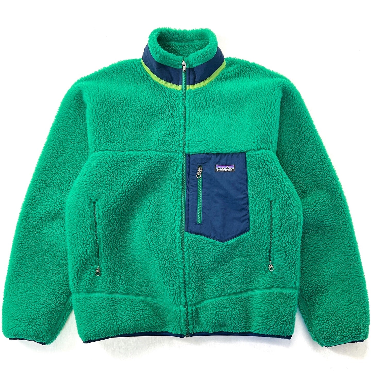 2011 Patagonia Classic Retro-X Fleece Jacket, Ginkgo Green & Classic Navy (M)