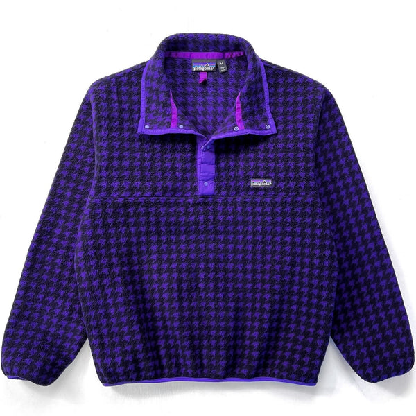 1990 Patagonia Printed Synchilla Snap-T, Houndstooth: Purple (M)