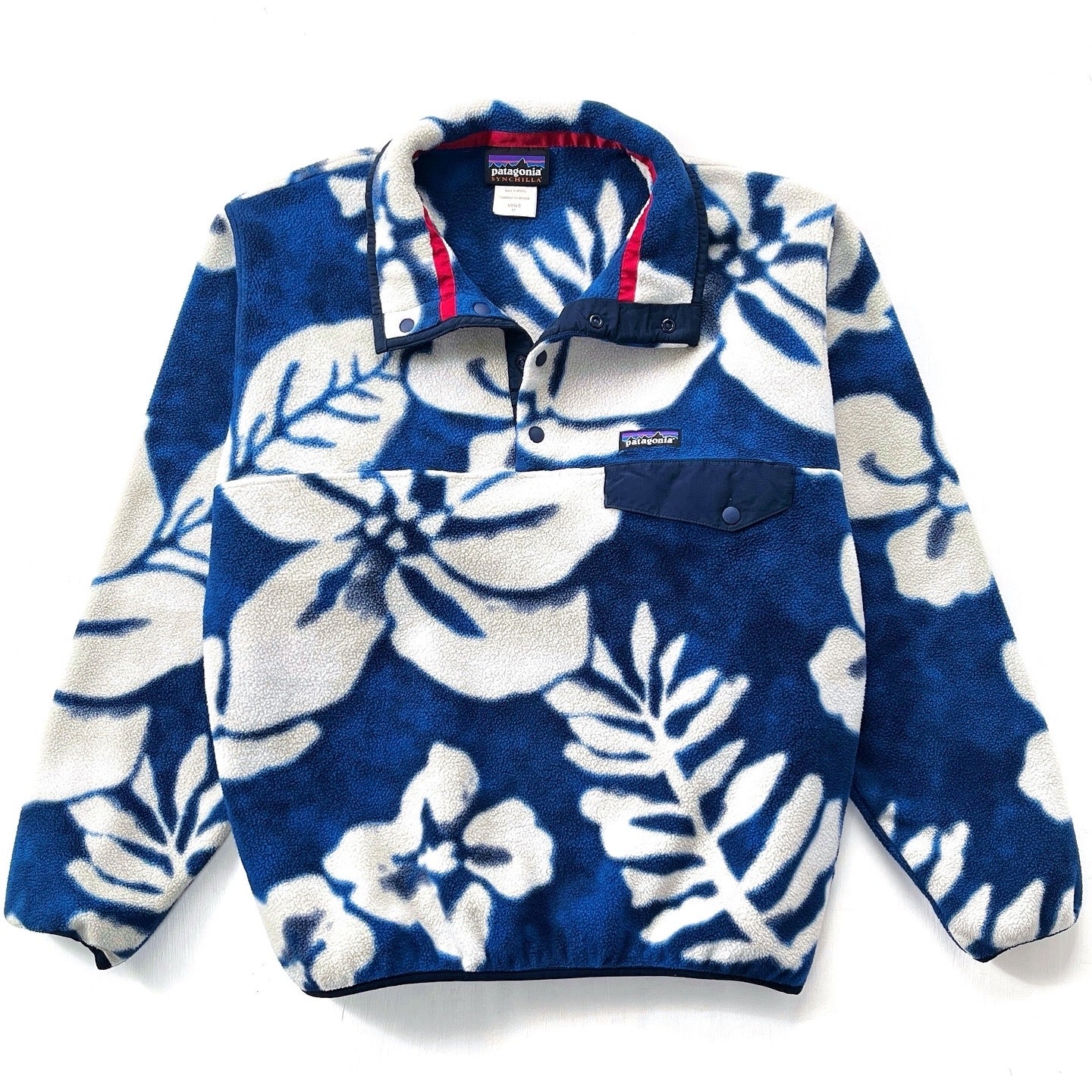 2015 Patagonia Printed Synchilla Snap-T, Spice Garden: Navy Blue (M)