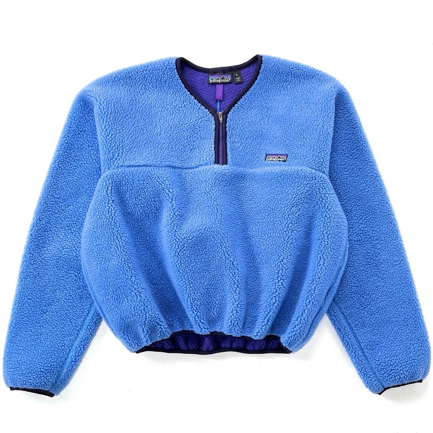 1991 Patagonia Made In The U.S.A. Retro Pile Paddling Pullover, Light Blue (M)