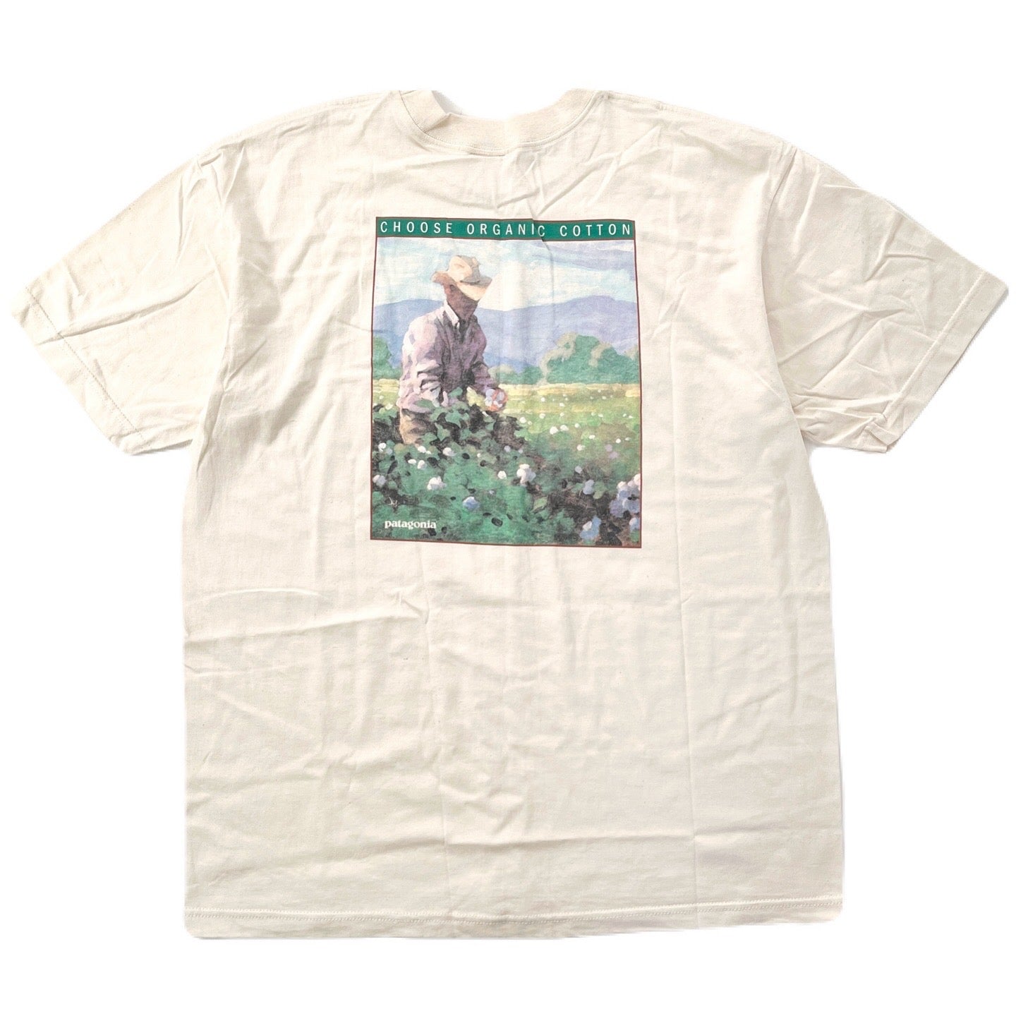 1990s Patagonia NWT Made In The U.S.A. Organic Cotton T-Shirt, Farmer Print (L)