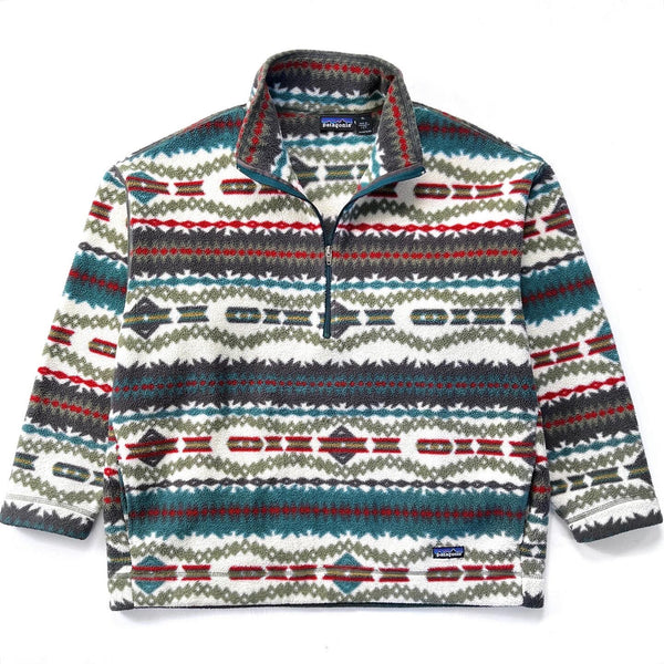 1994 Patagonia Printed Synchilla Sweater, Sacajawea: Ivory (XL)