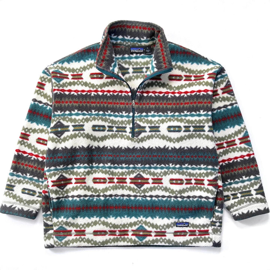 1994 Patagonia Printed Synchilla Sweater, Sacajawea: Ivory (XL)