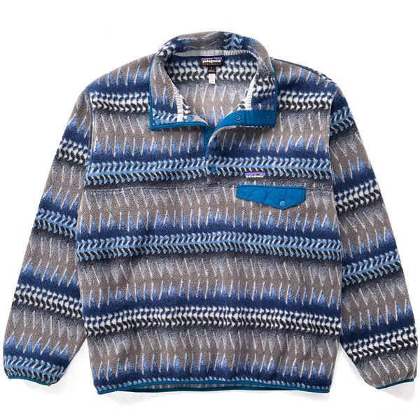 2017 Patagonia Printed Synchilla Snap-T, Laughing Waters: Smolder Blue (L)