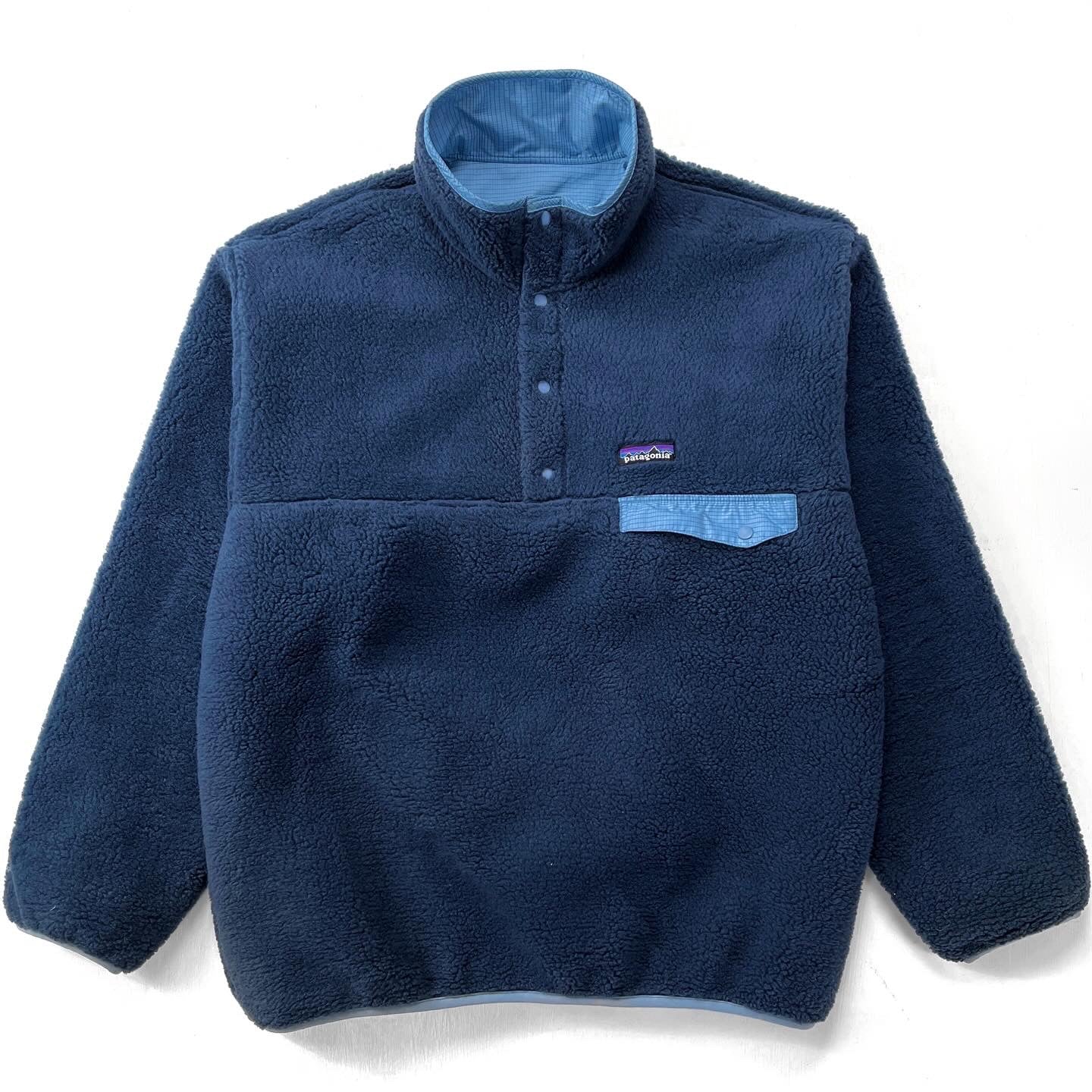 2007 Patagonia Reversible Deep Pile Snap-T Pullover, Chalk Blue (L)