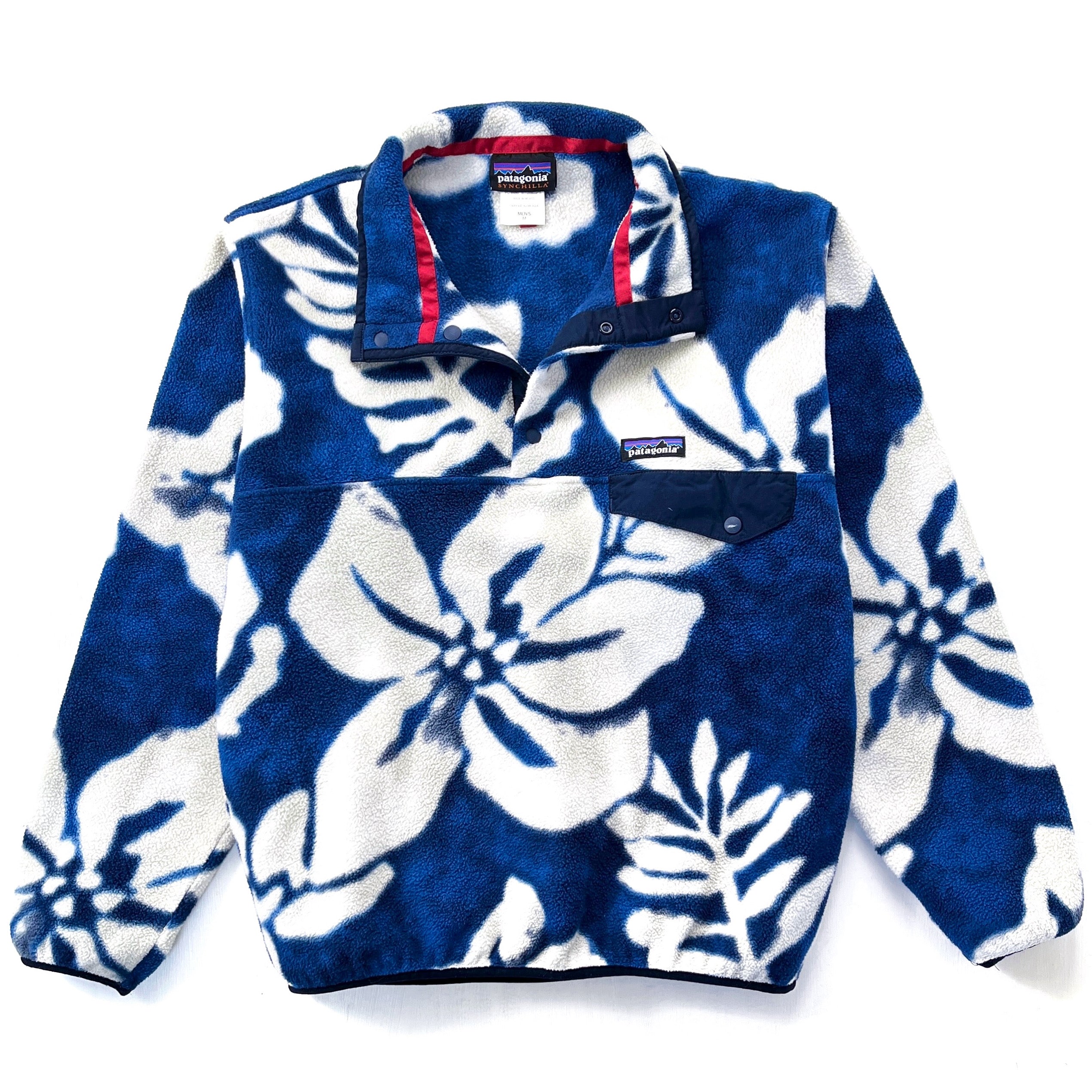 2015 Patagonia Printed Synchilla Snap-T, Spice Garden: Navy Blue (M)