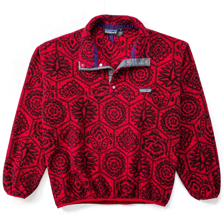 1995 Patagonia Printed Synchilla Snap-T, Nepali Hexagon: Chili (M)