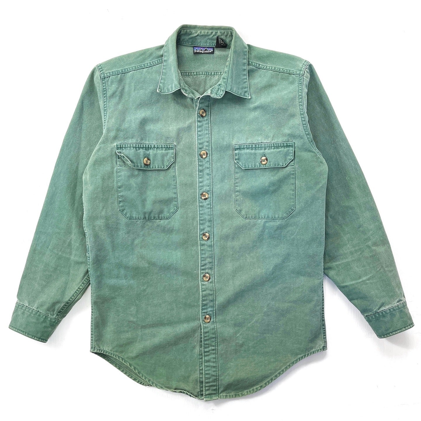 1992 Patagonia Garment Dyed Original Cotton Canvas Shirt, Weathered Green (M)