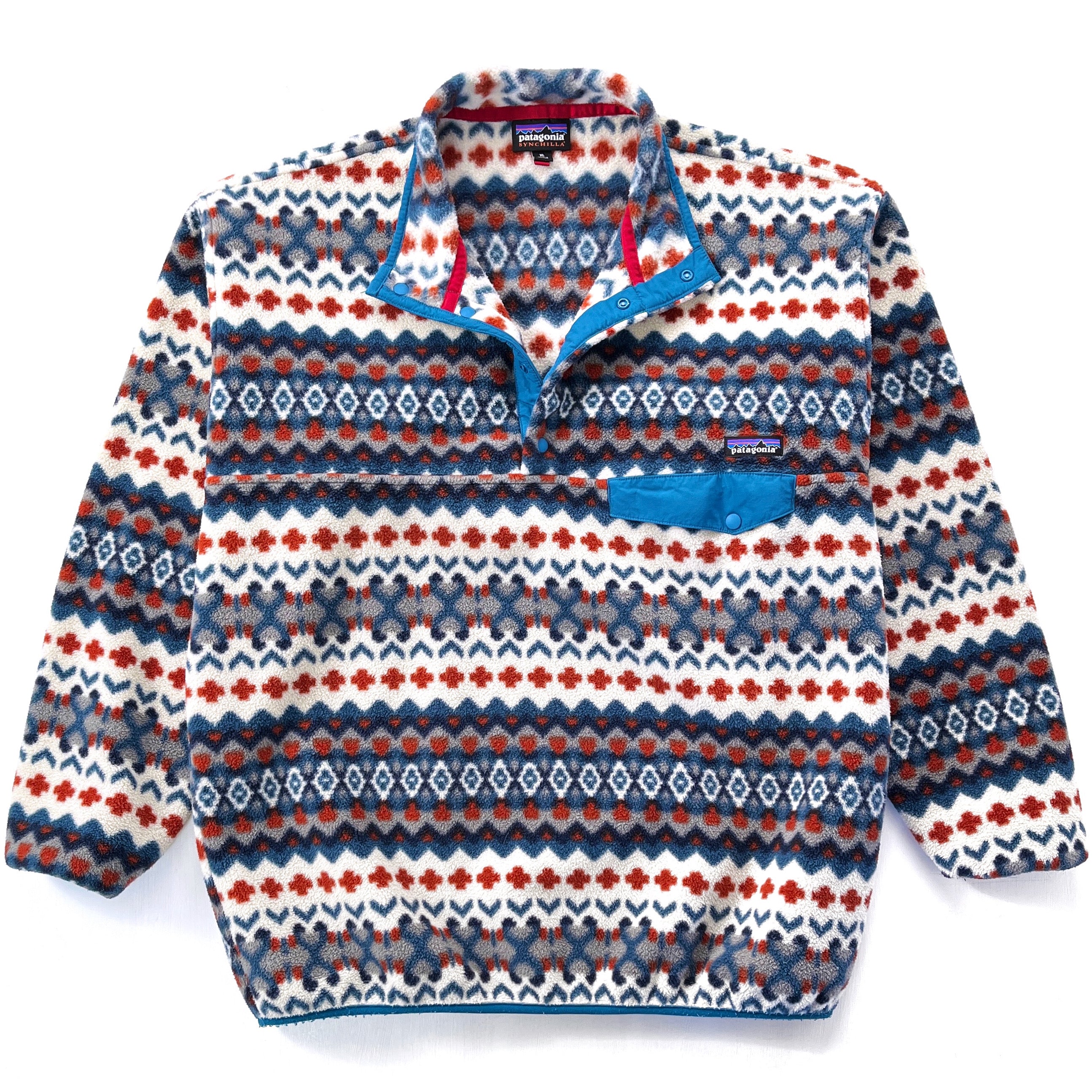 2015 Patagonia Printed Synchilla Snap-T, Cliff: Underwater Blue (XL)