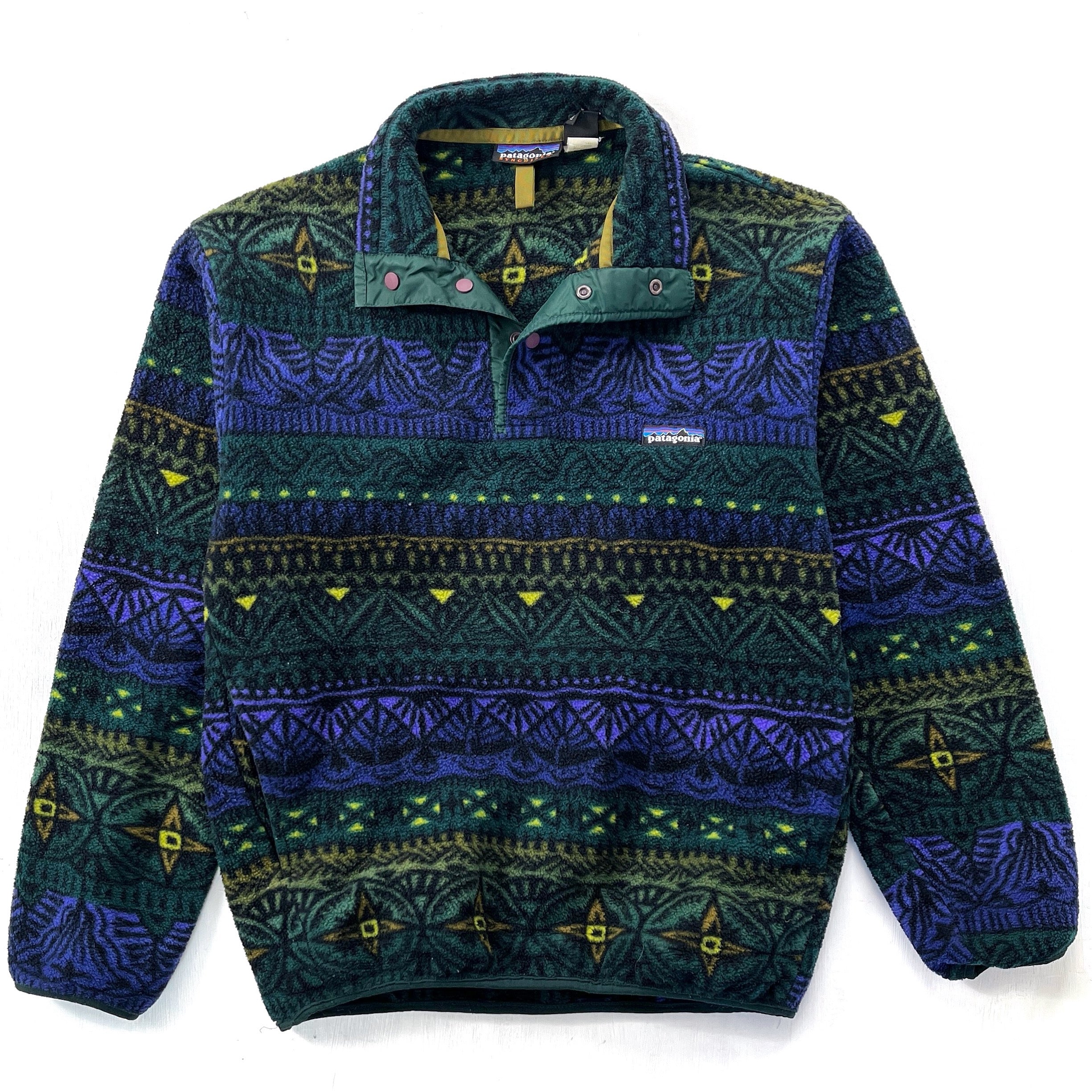 1997 Patagonia Printed Synchilla Snap-T Pullover, Tradewinds: Hunter (S)