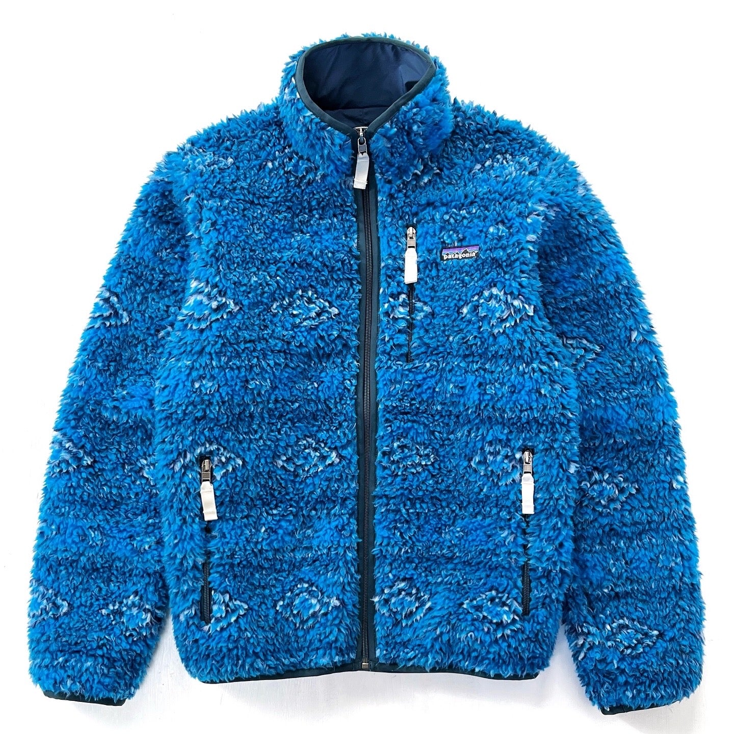 2012 Patagonia Classic Retro-X Deep Pile Cardigan, Choolie: Bandana Blue (XS)