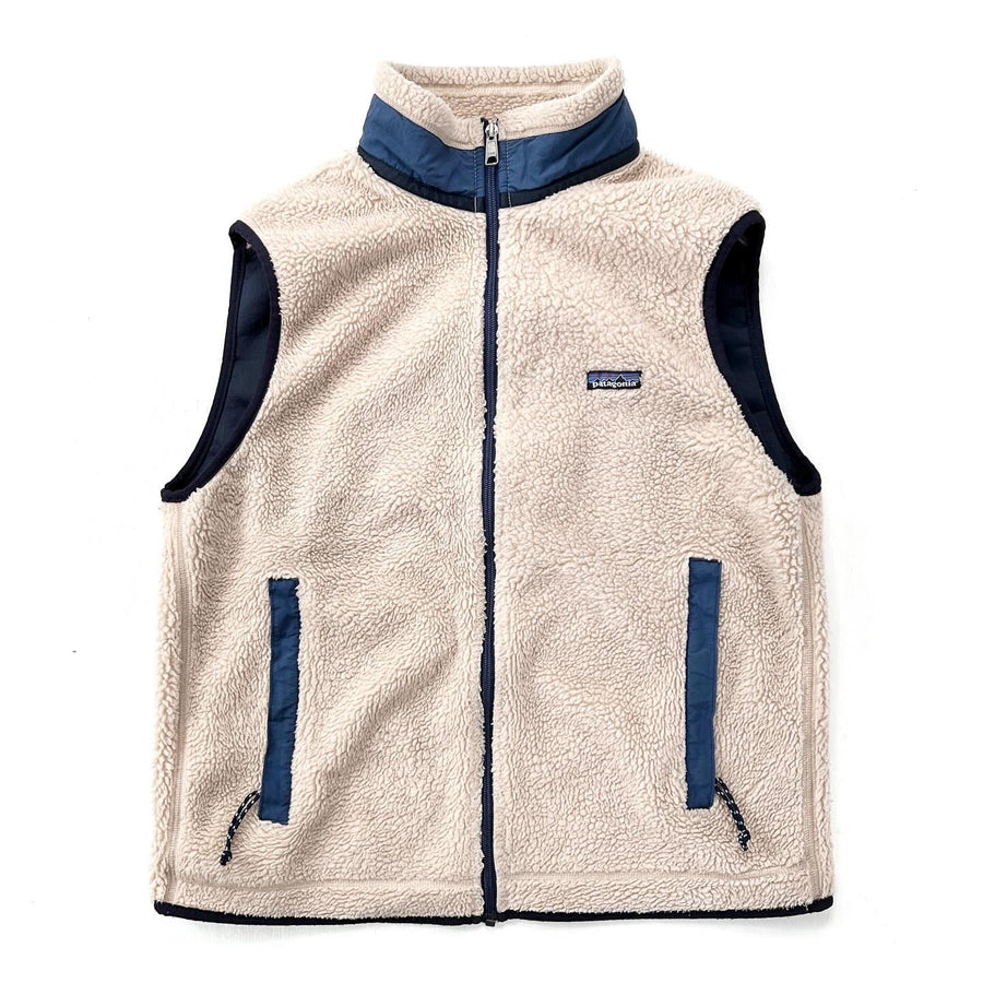 1996 Patagonia Retro-X Fleece Vest, Natural & Storm Blue (S/M)