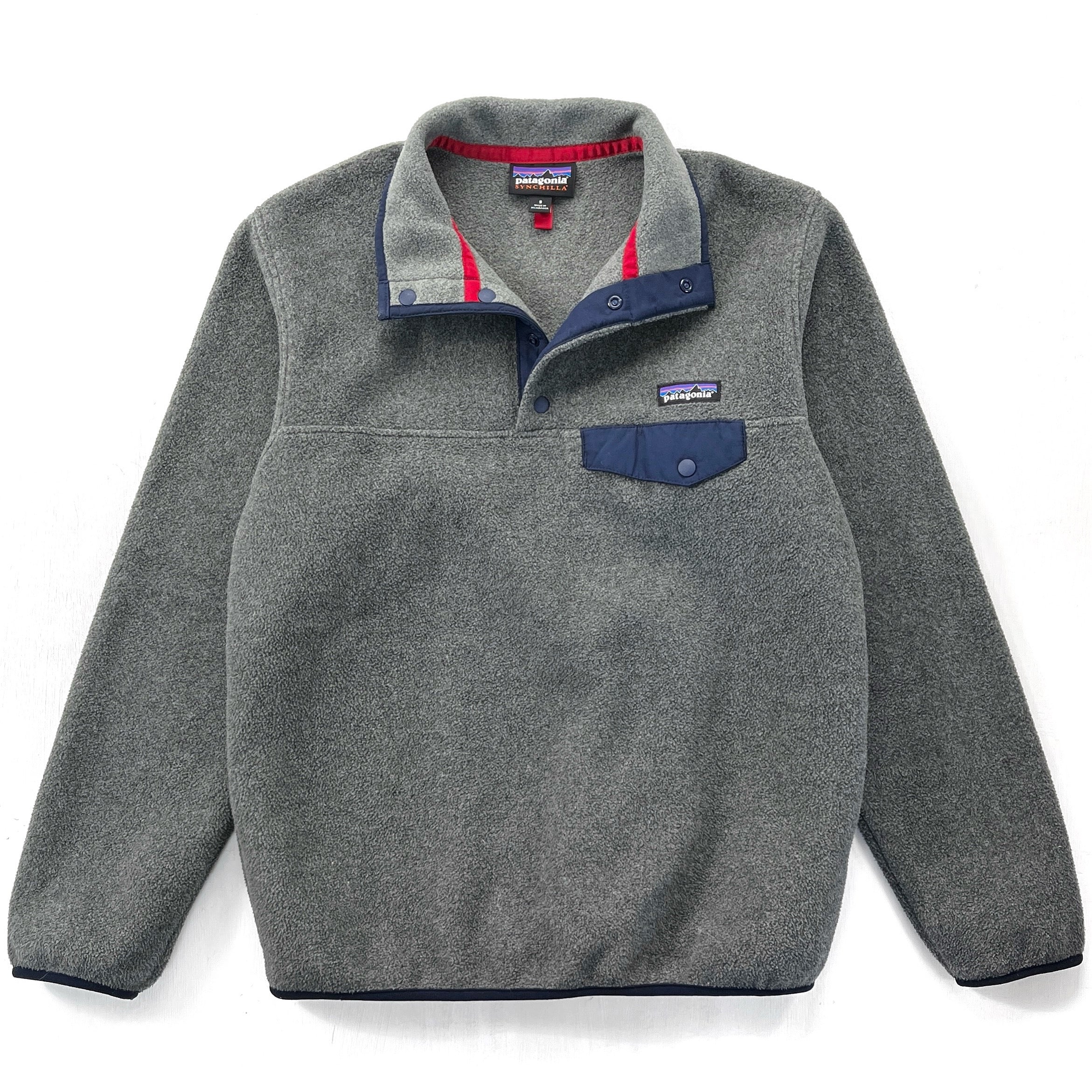 2015 Patagonia Womens Printed Synchilla Snap-T Pullover, Forge Grey (S)