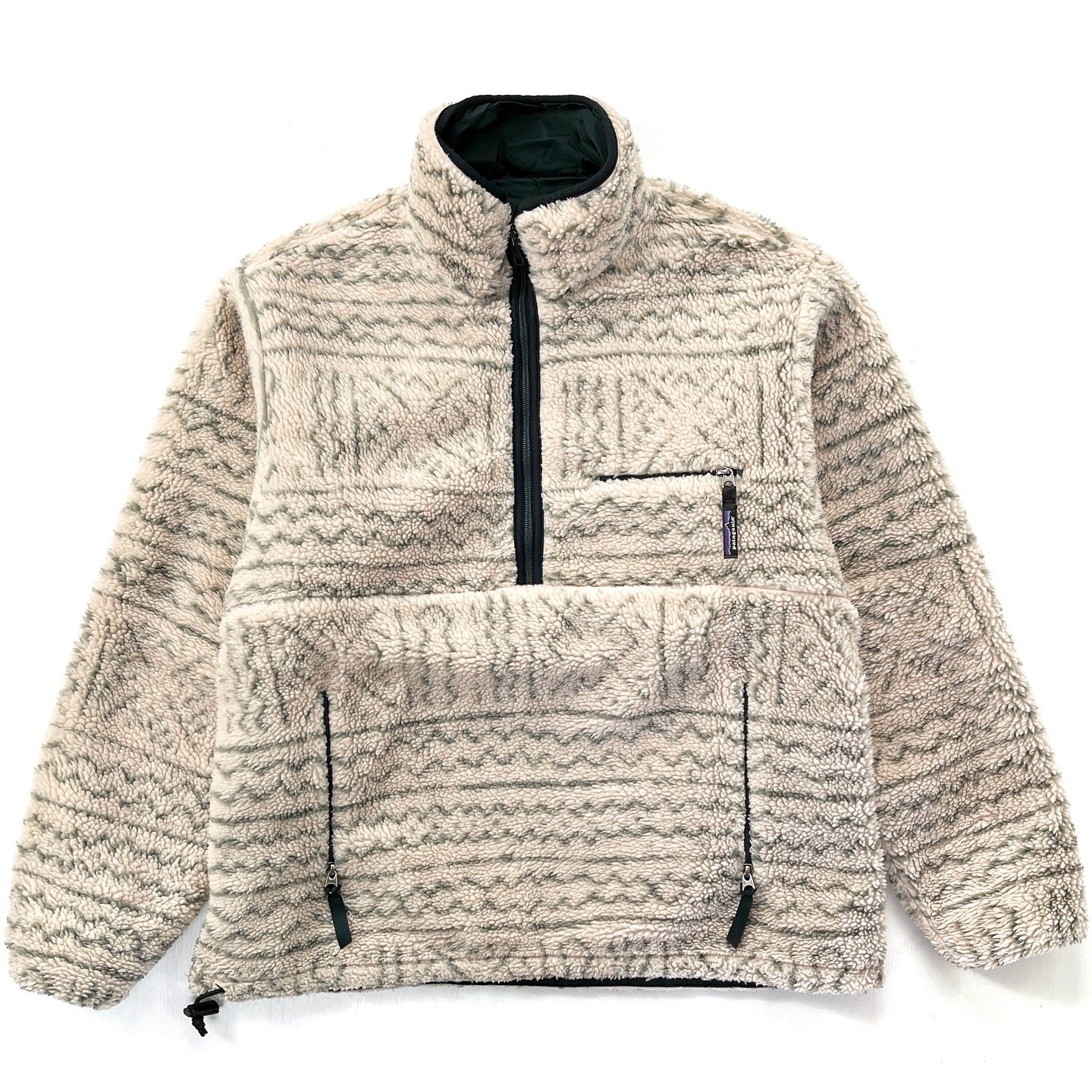 1994 Patagonia Reversible Deep Pile Glissade Pullover, Mali: Natural (L)